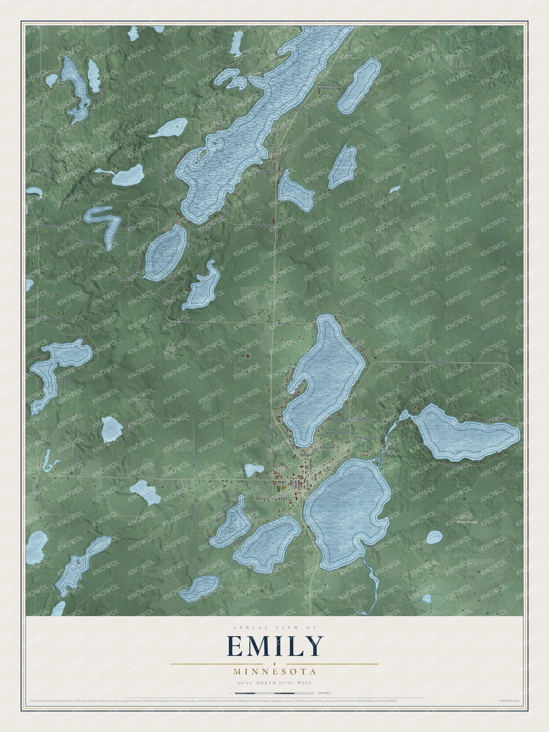 Watermarked full-map preview of Emily, Minnesota