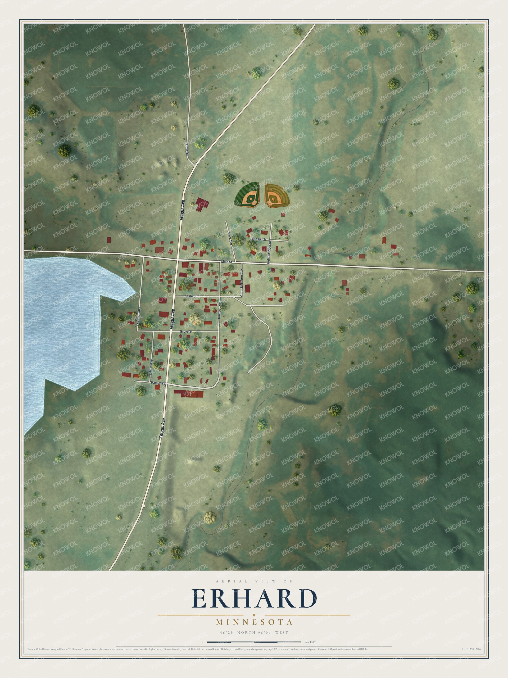 Watermarked full-map preview of Erhard, Minnesota