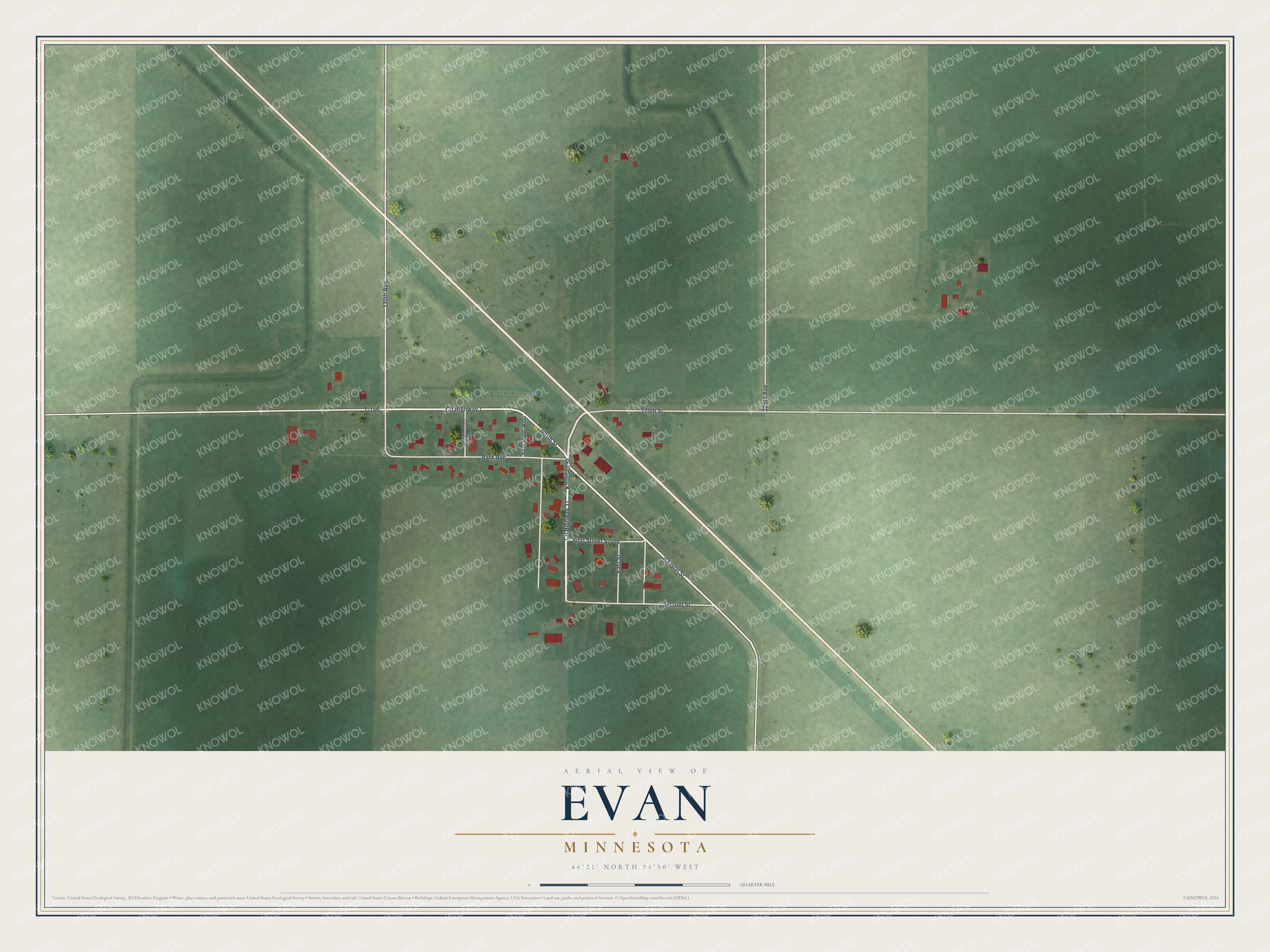 Watermarked full-map preview of Evan, Minnesota
