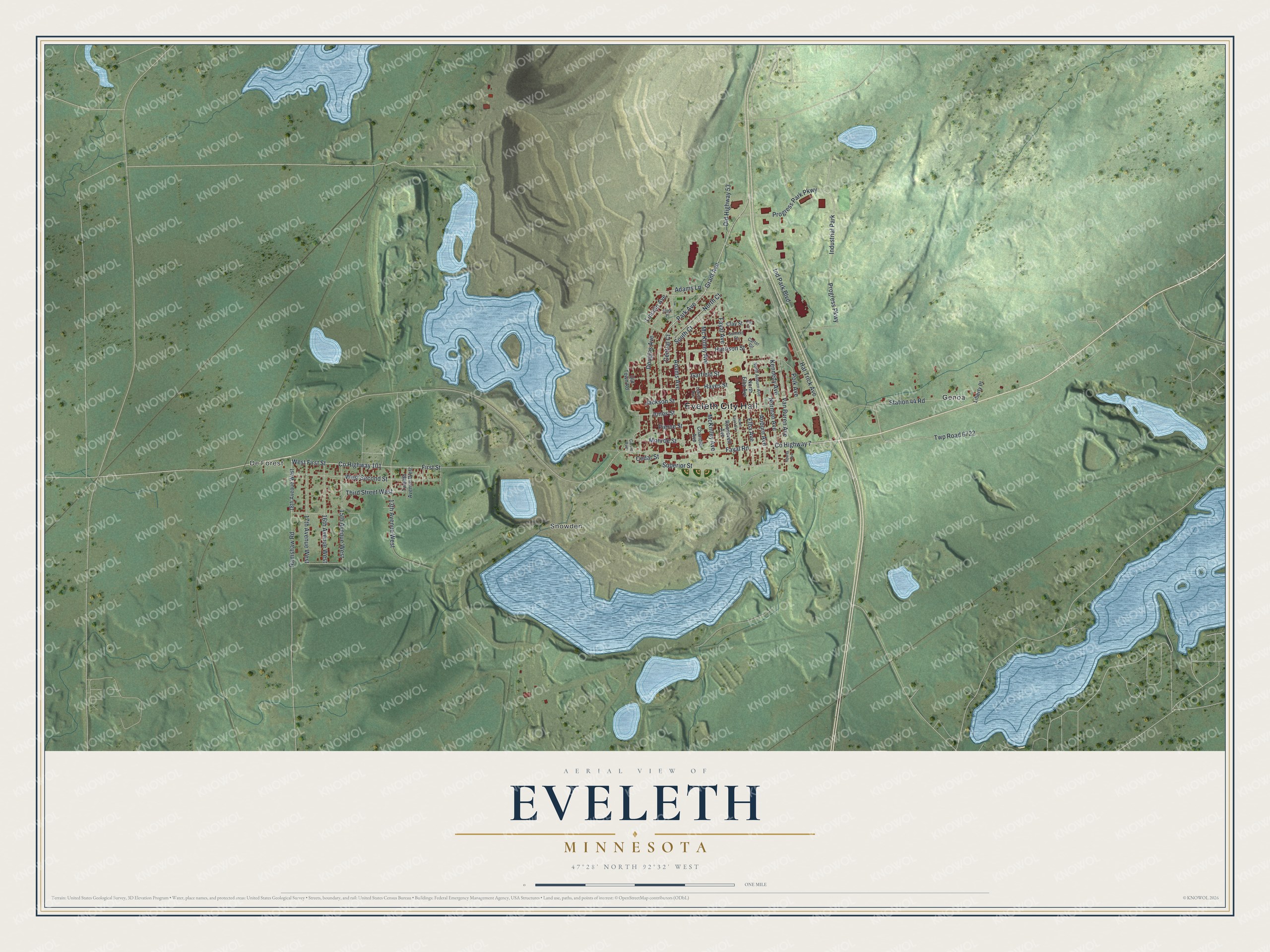 Watermarked full-map preview of Eveleth, Minnesota