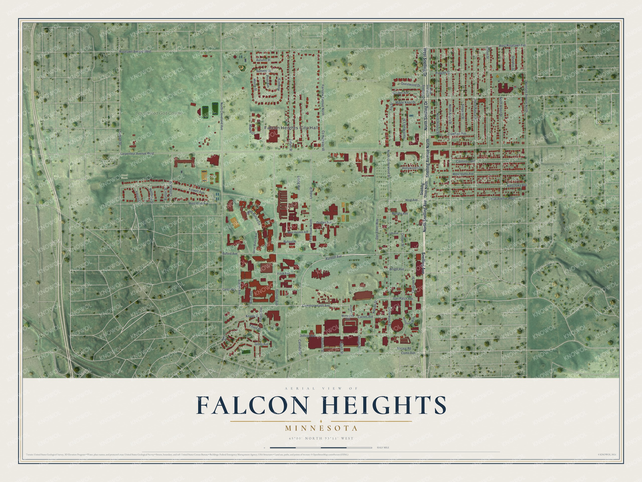 Watermarked full-map preview of Falcon Heights, Minnesota