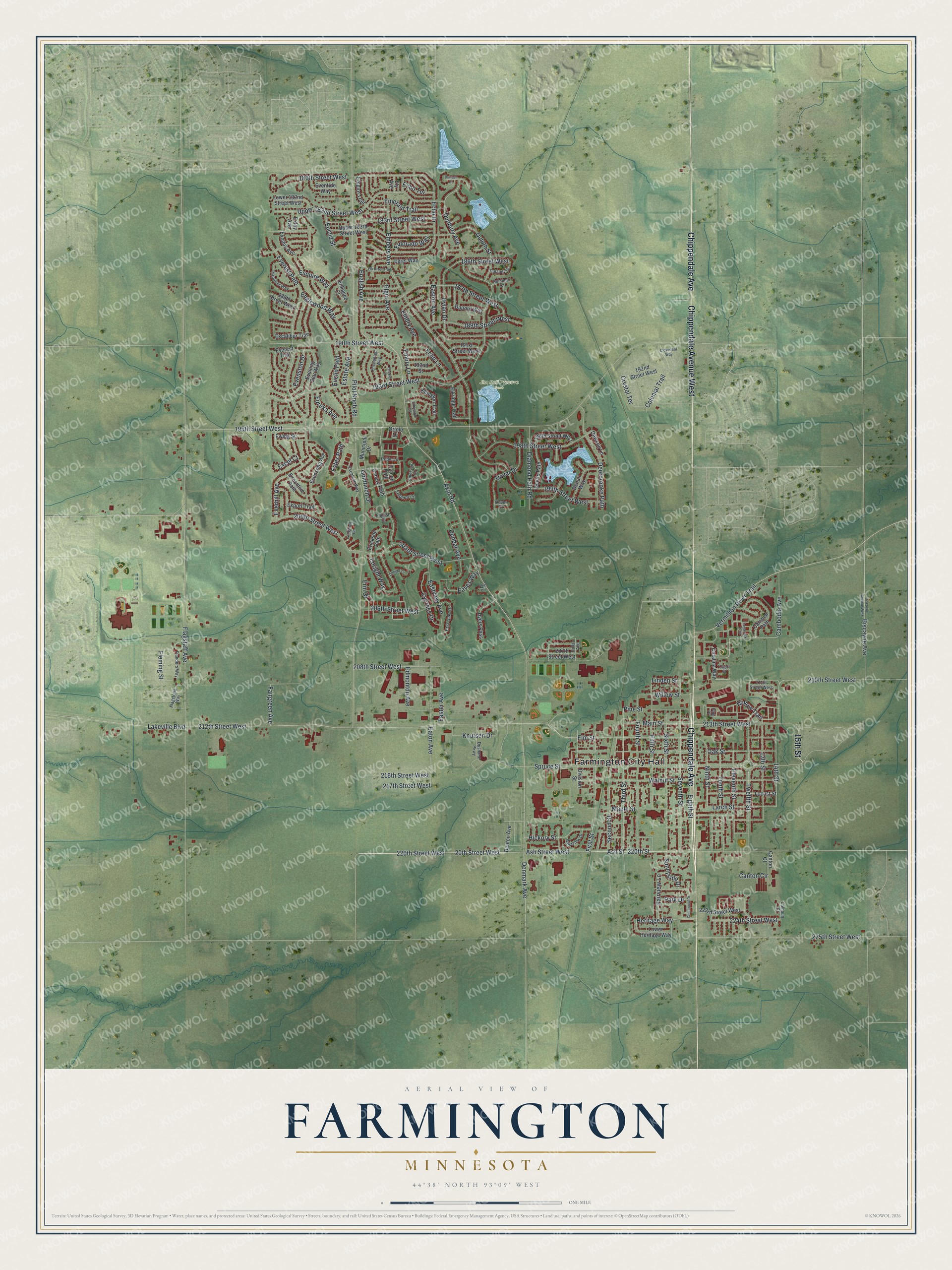 Watermarked full-map preview of Farmington, Minnesota