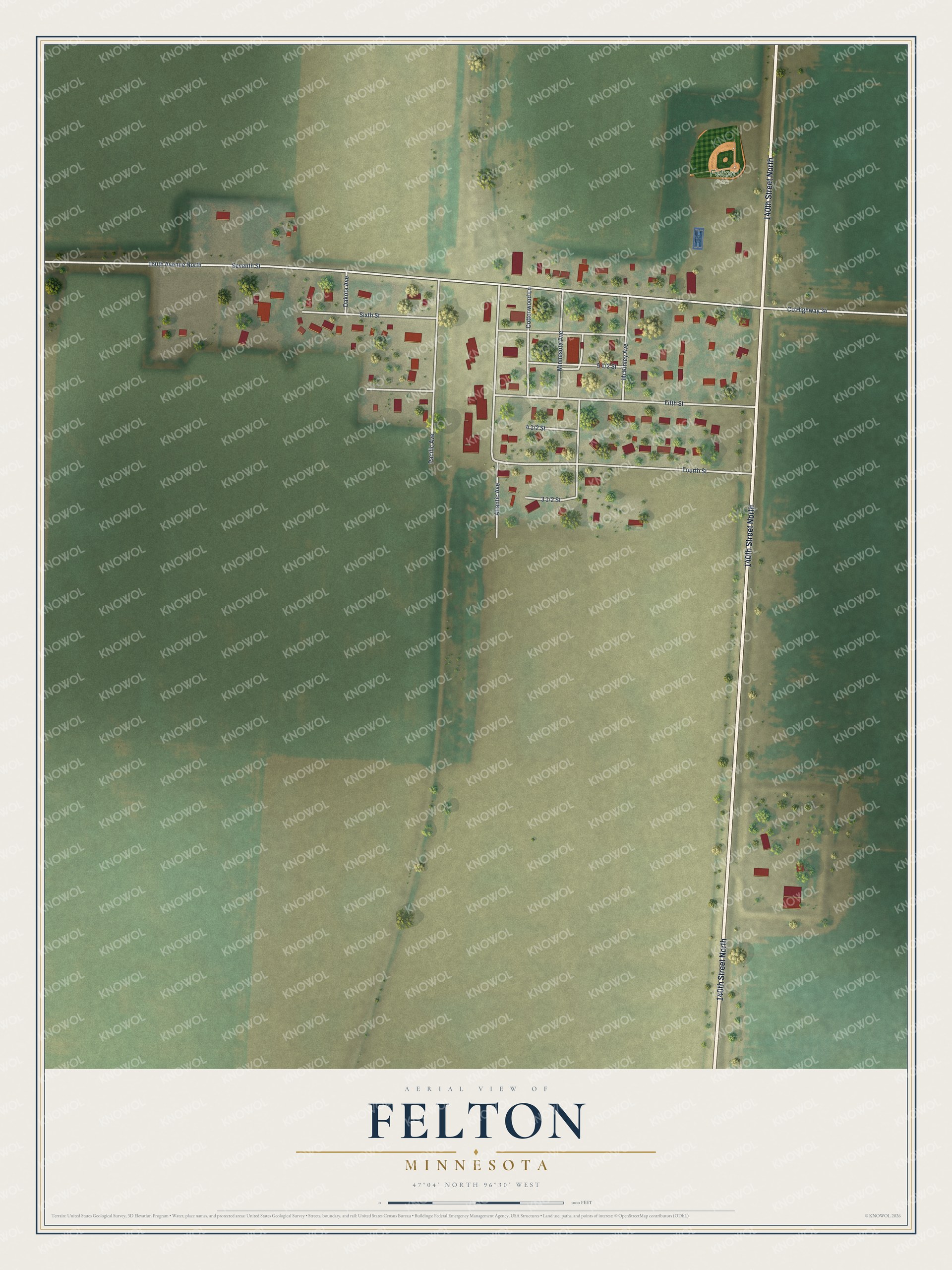 Watermarked full-map preview of Felton, Minnesota