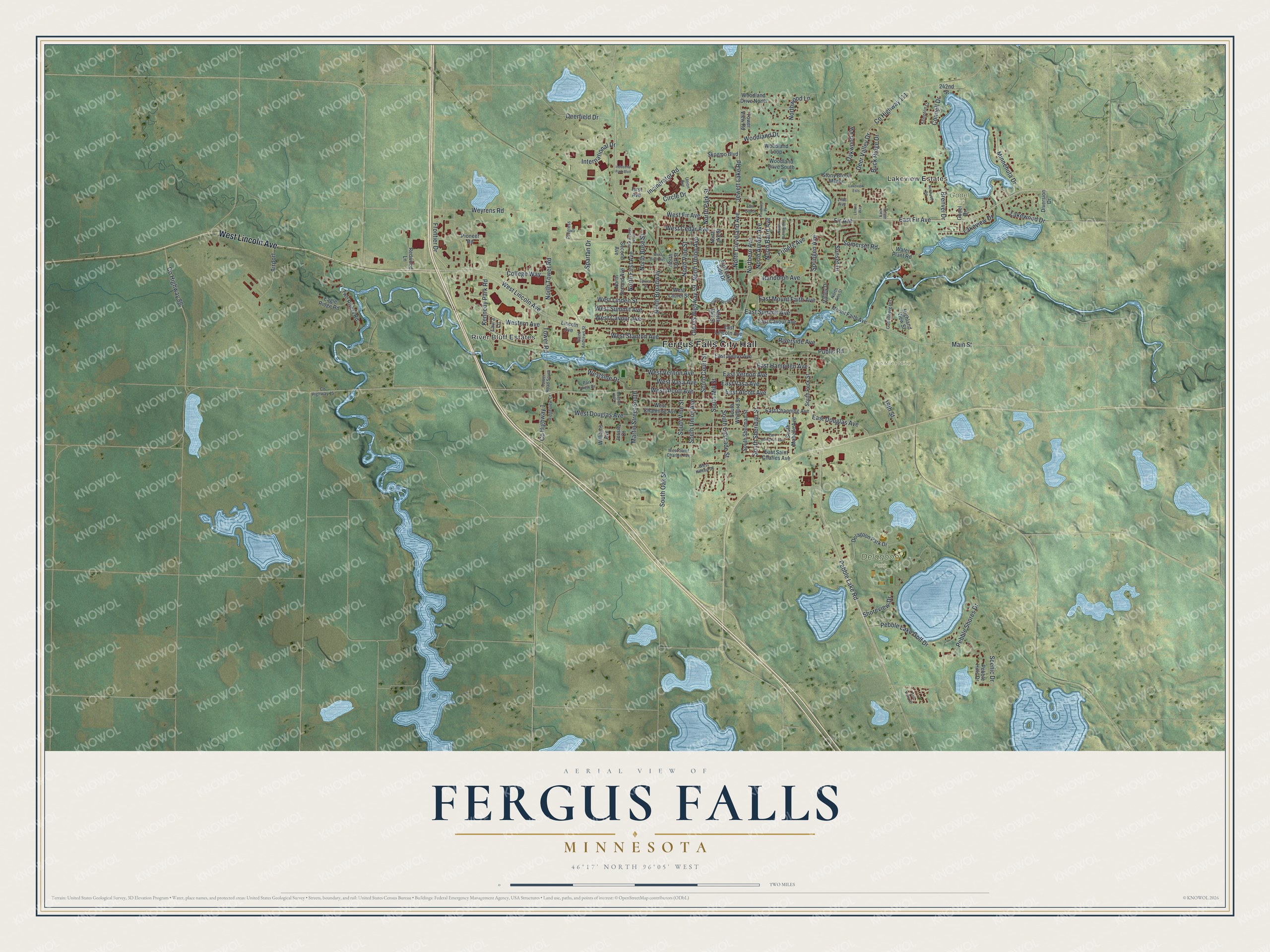 Watermarked full-map preview of Fergus Falls, Minnesota