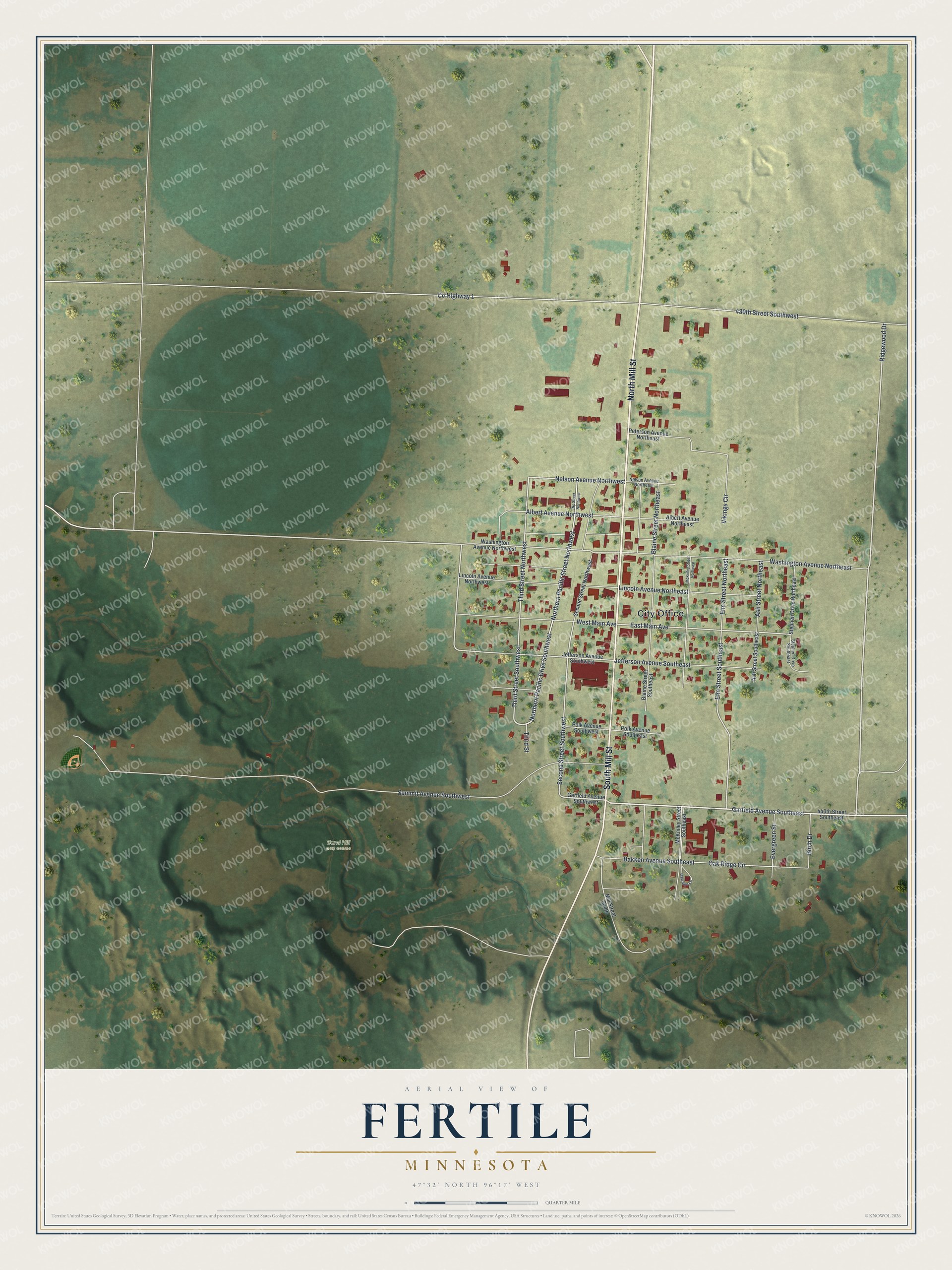 Watermarked full-map preview of Fertile, Minnesota