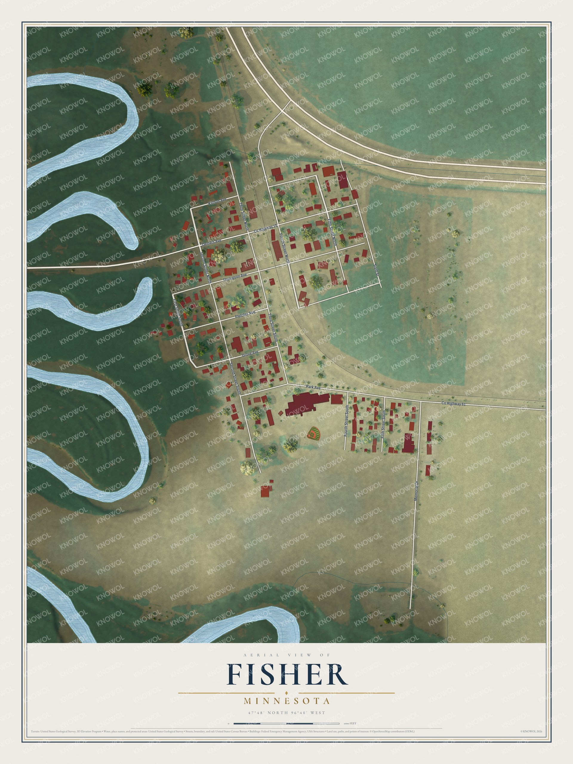 Watermarked full-map preview of Fisher, Minnesota