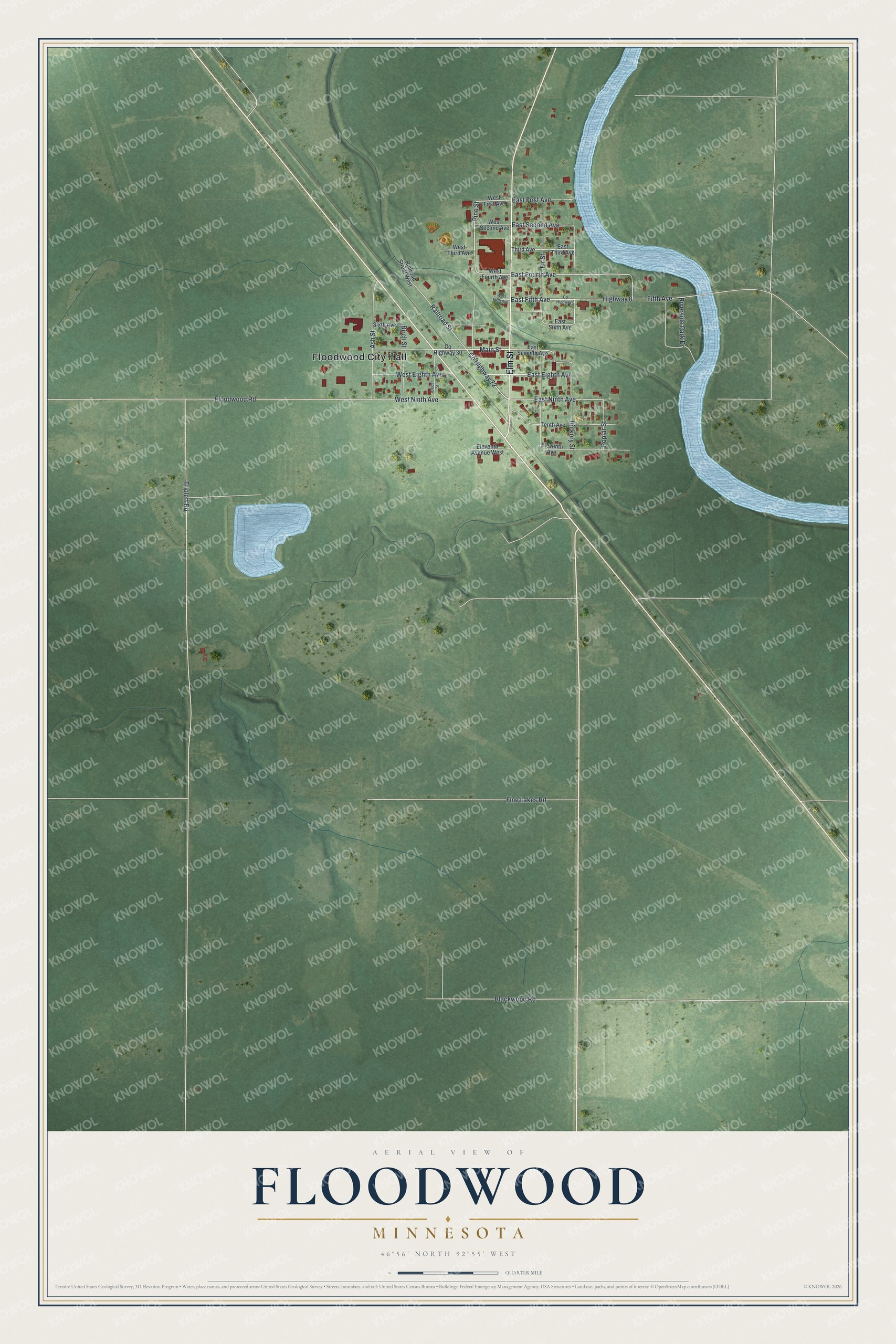 Watermarked full-map preview of Floodwood, Minnesota