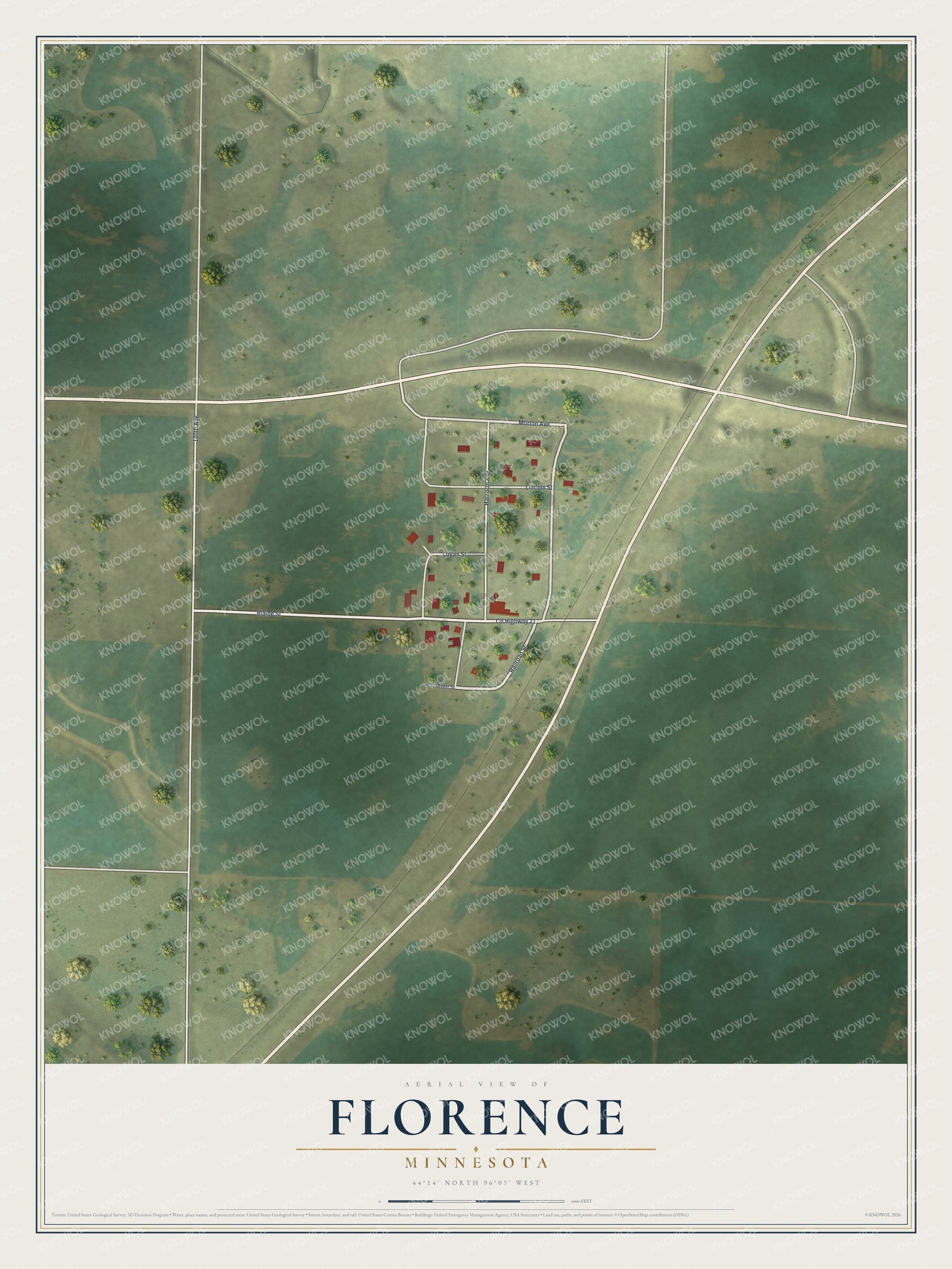 Watermarked full-map preview of Florence, Minnesota
