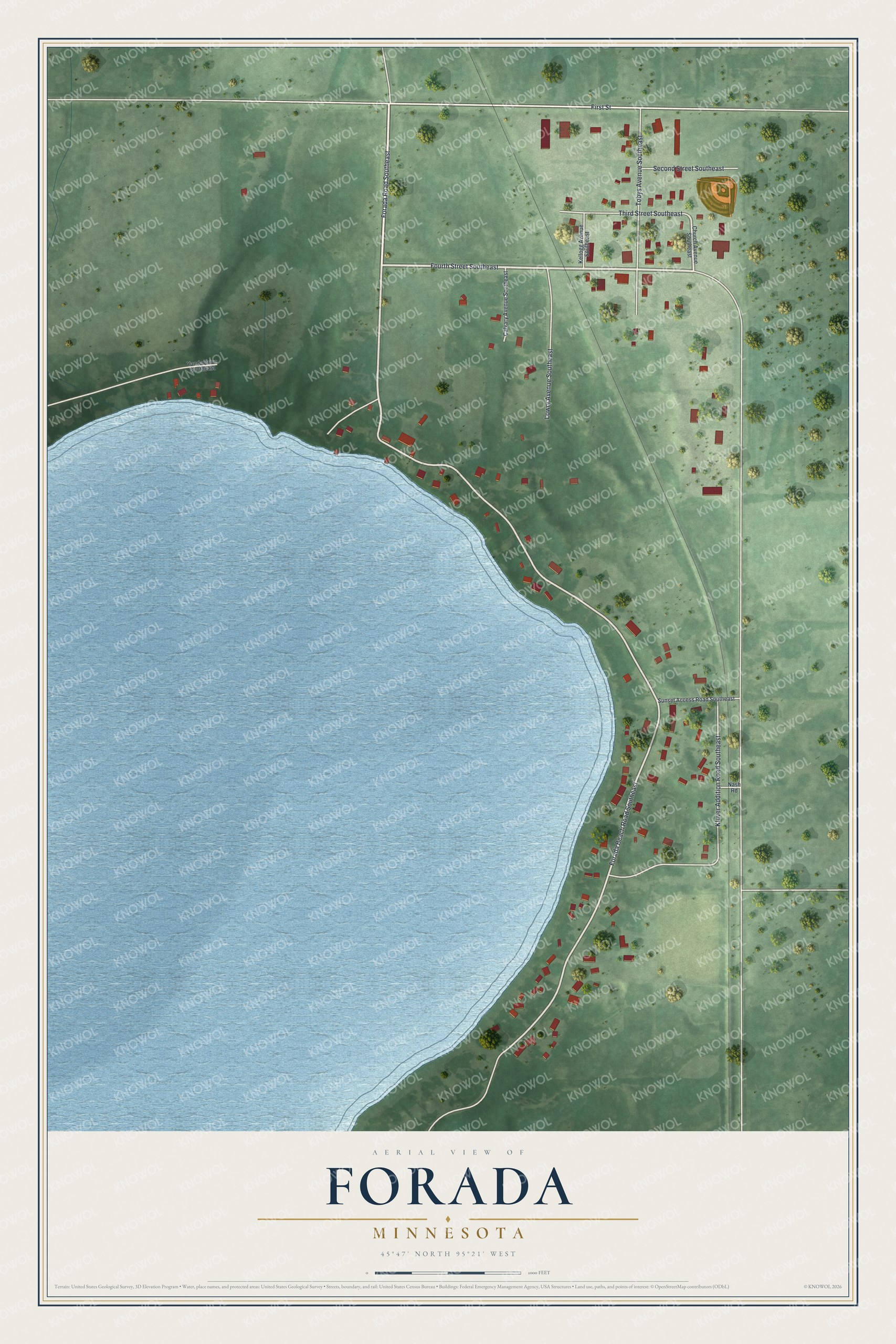 Watermarked full-map preview of Forada, Minnesota