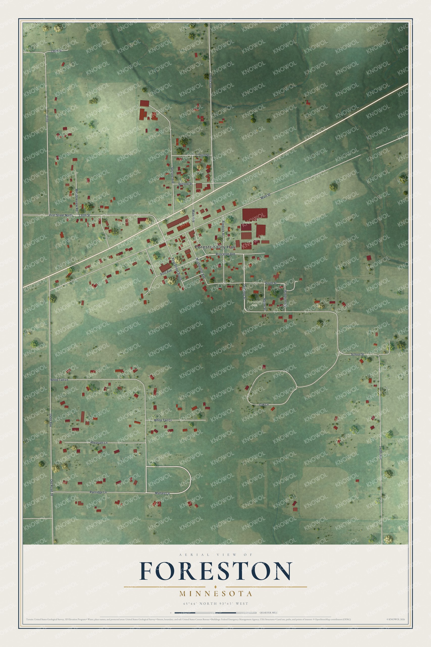 Watermarked full-map preview of Foreston, Minnesota