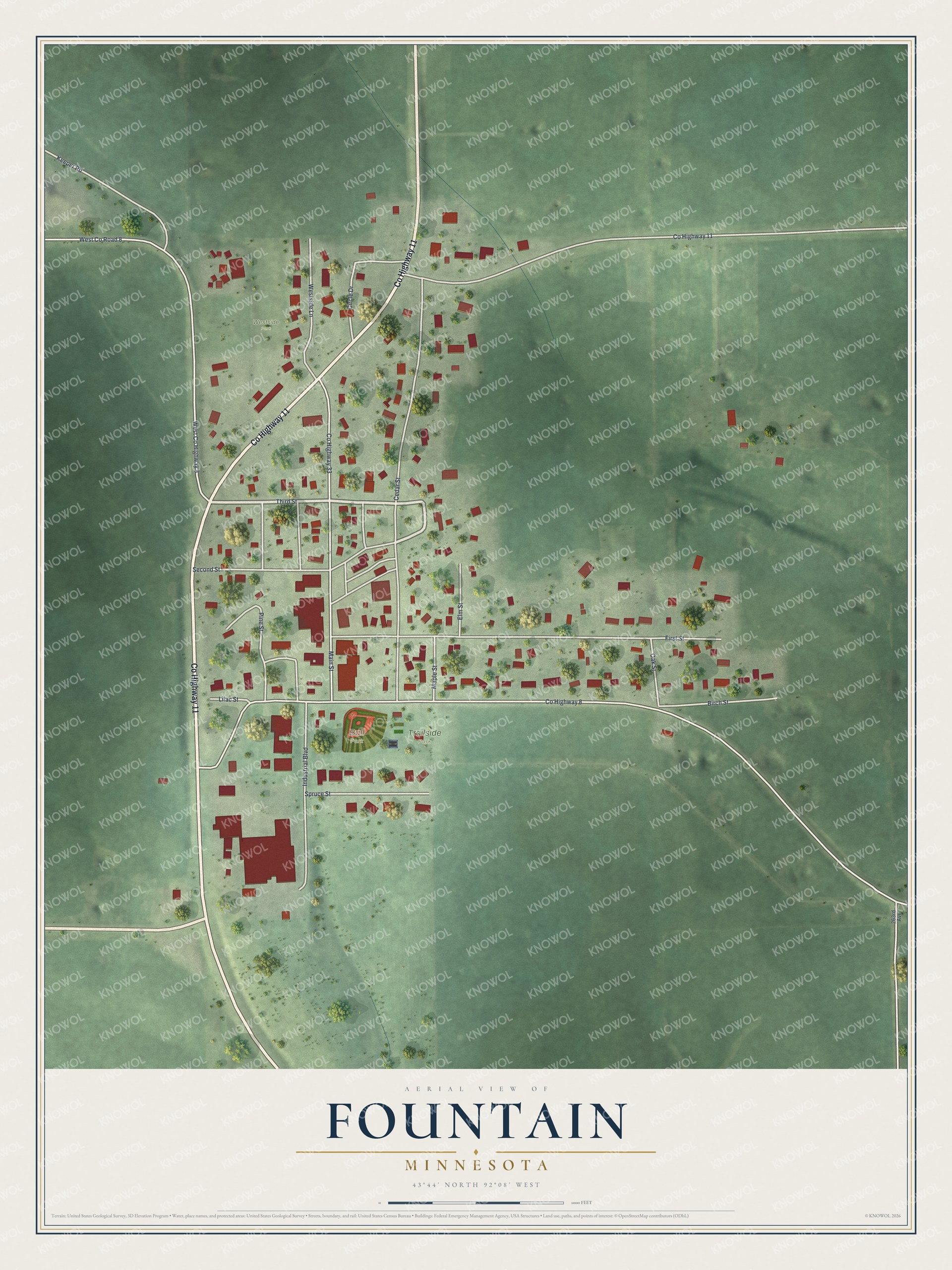 Watermarked full-map preview of Fountain, Minnesota