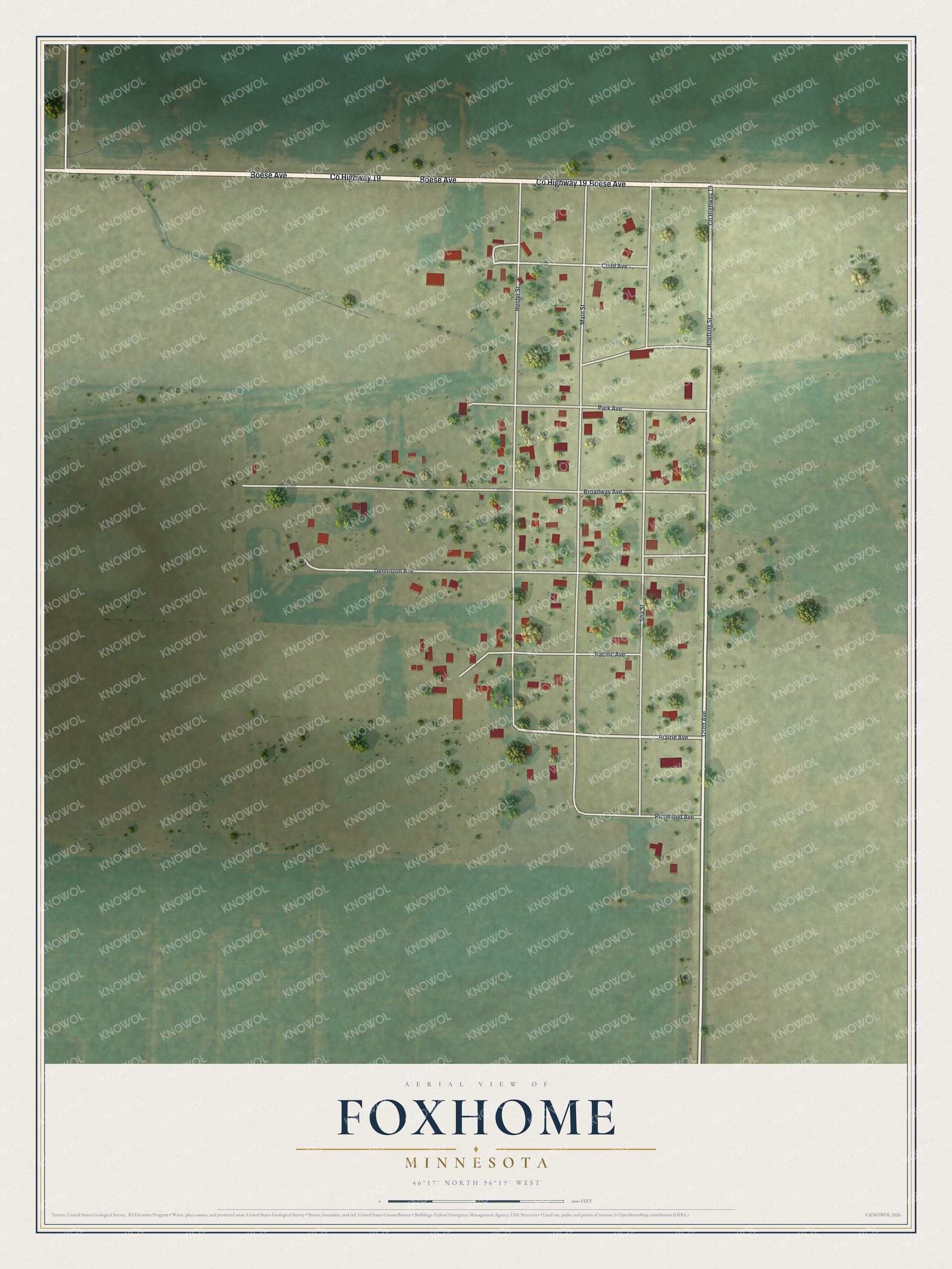 Watermarked full-map preview of Foxhome, Minnesota