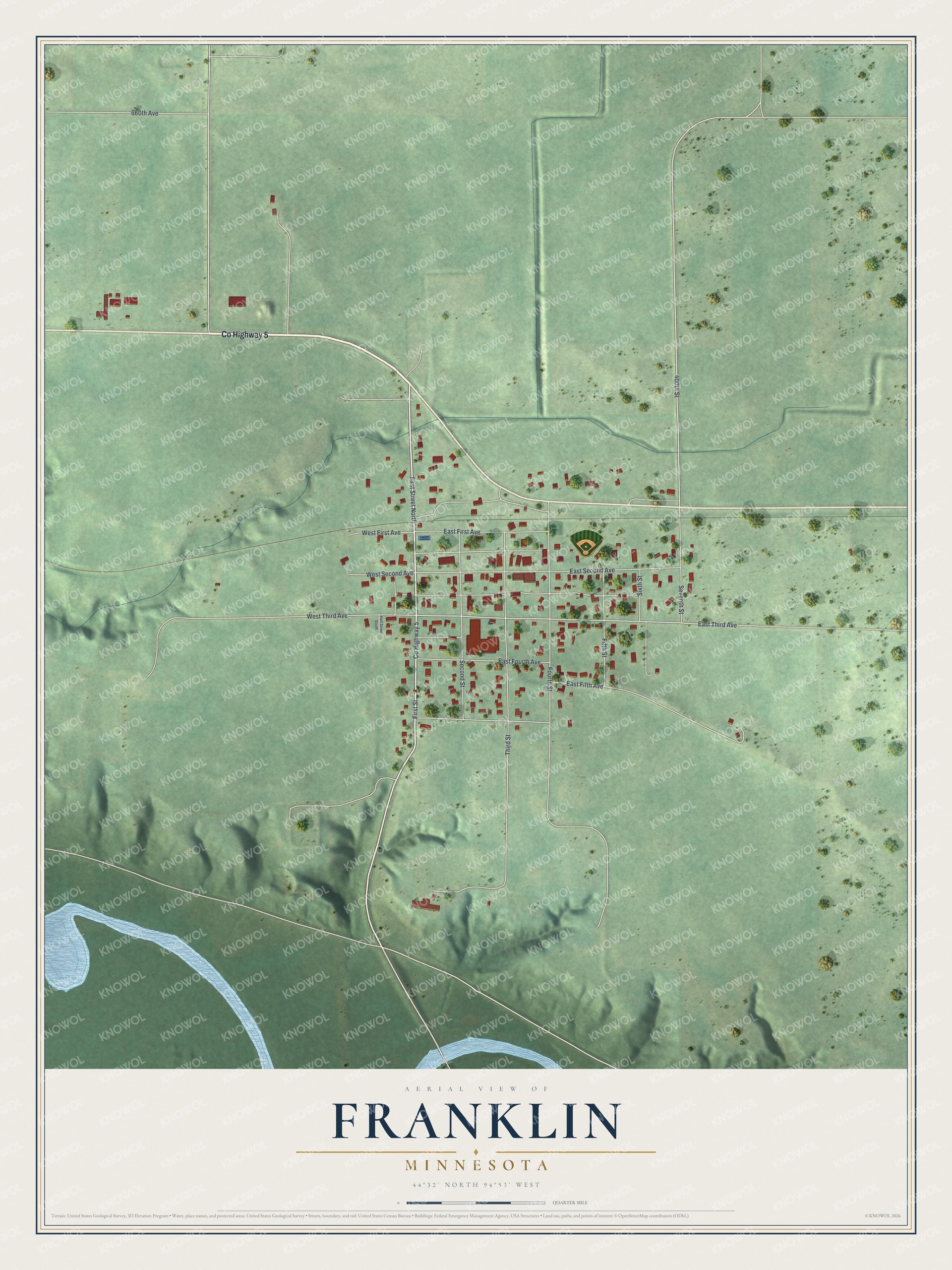 Watermarked full-map preview of Franklin, Minnesota