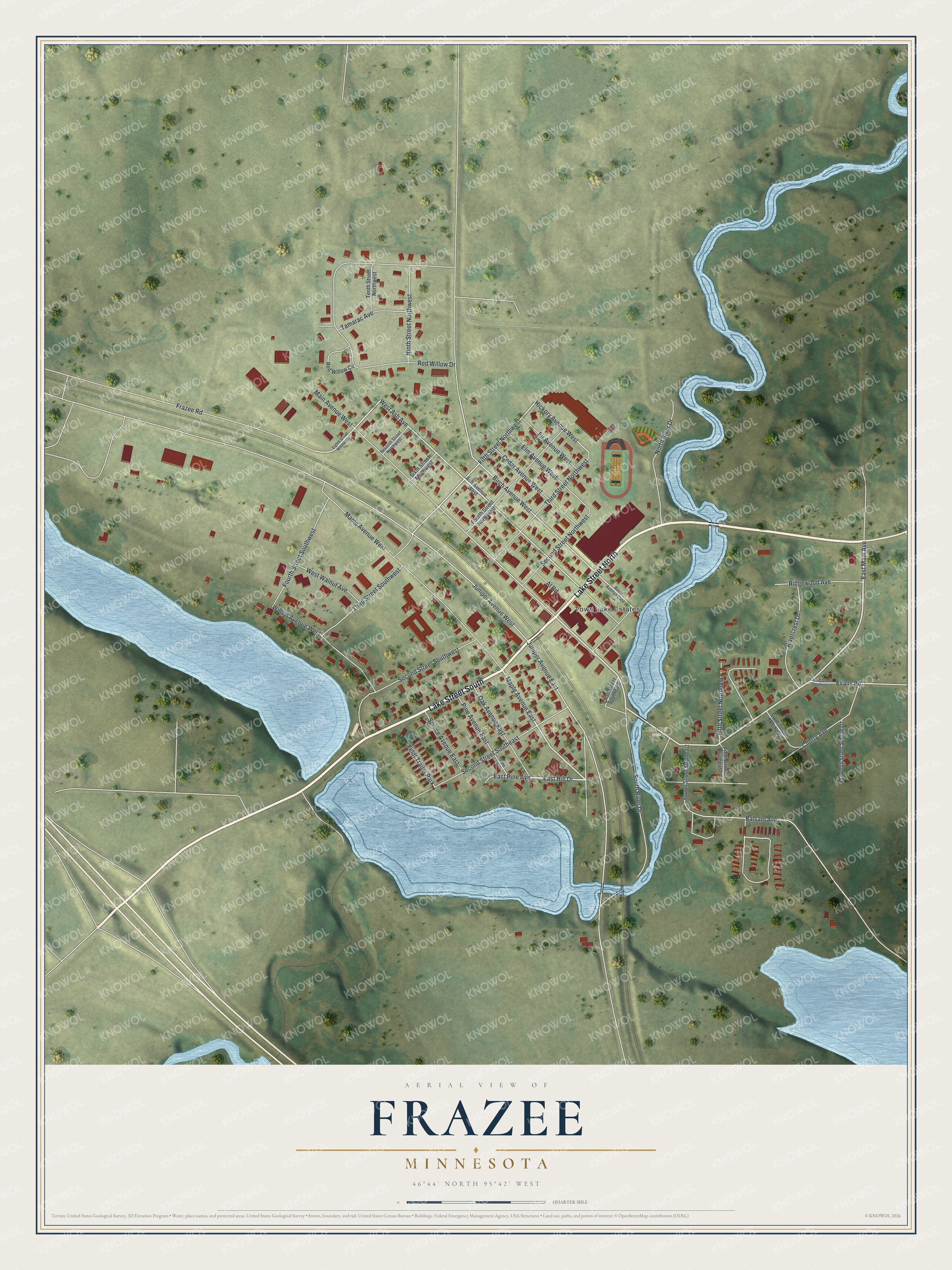 Watermarked full-map preview of Frazee, Minnesota