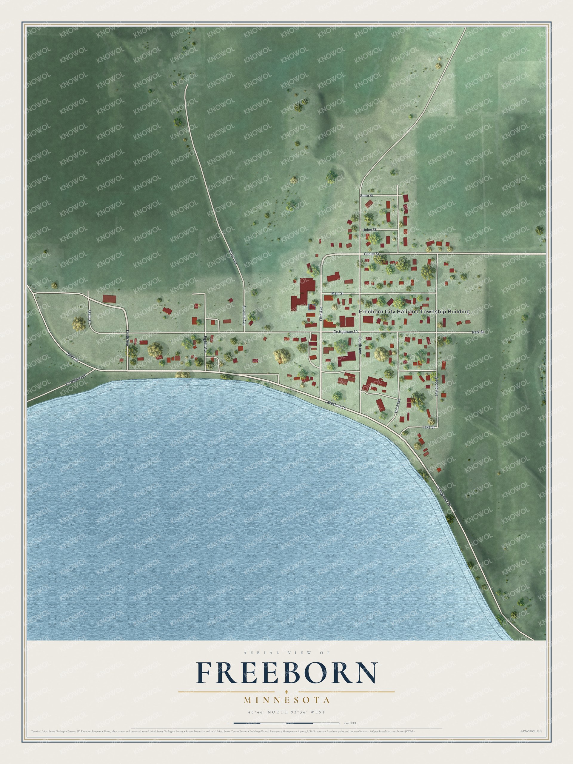 Watermarked full-map preview of Freeborn, Minnesota