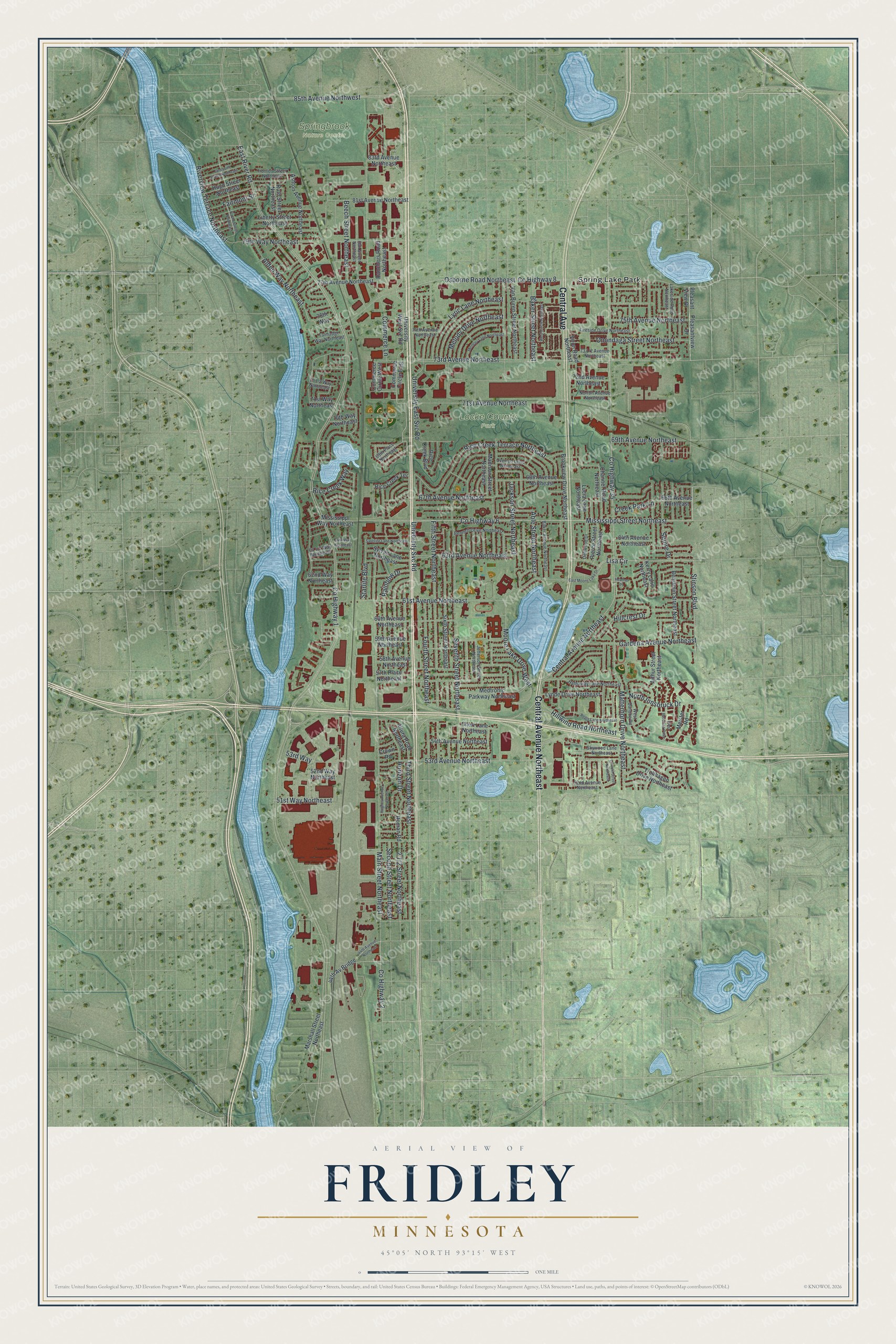 Watermarked full-map preview of Fridley, Minnesota