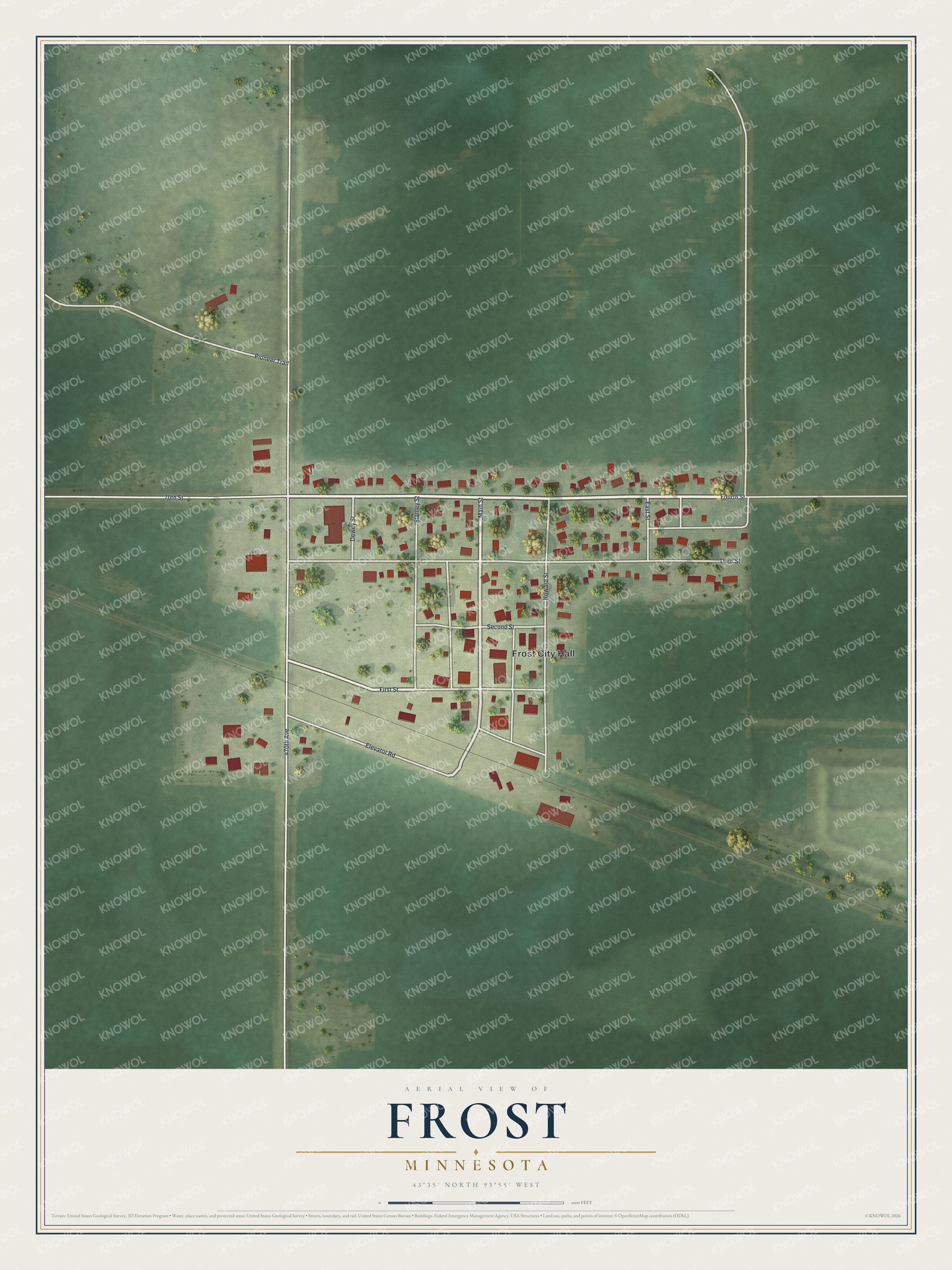 Watermarked full-map preview of Frost, Minnesota