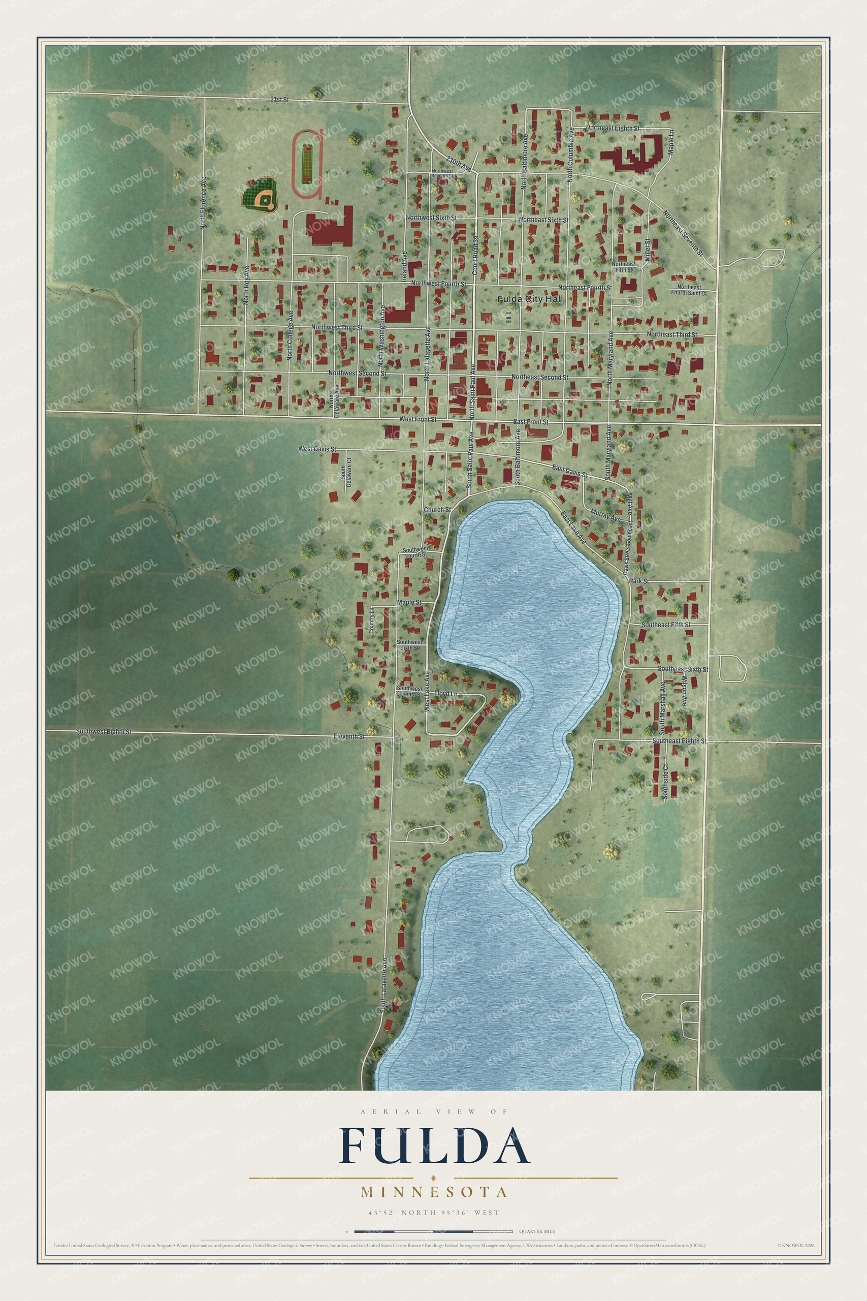 Watermarked full-map preview of Fulda, Minnesota
