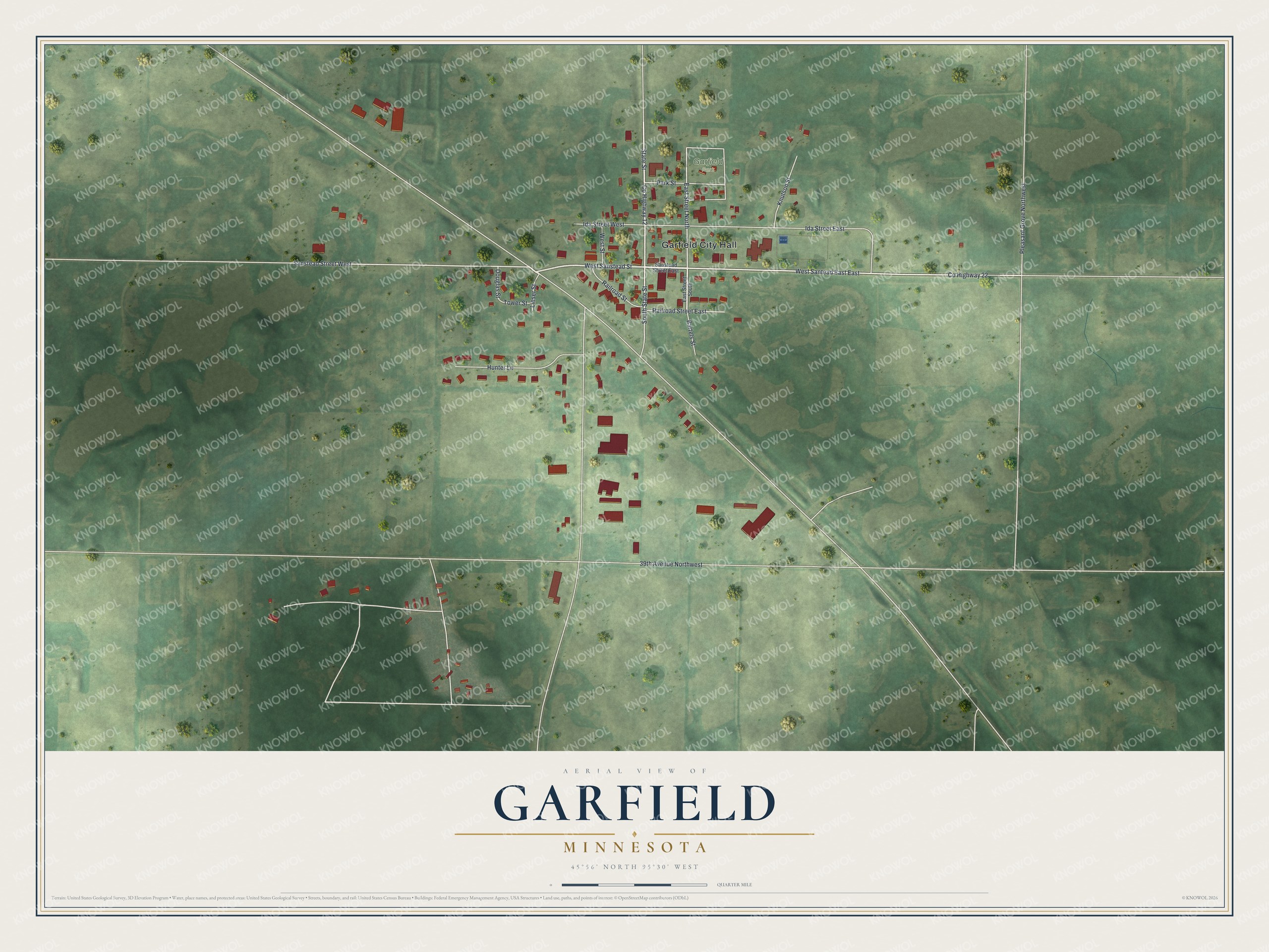 Watermarked full-map preview of Garfield, Minnesota