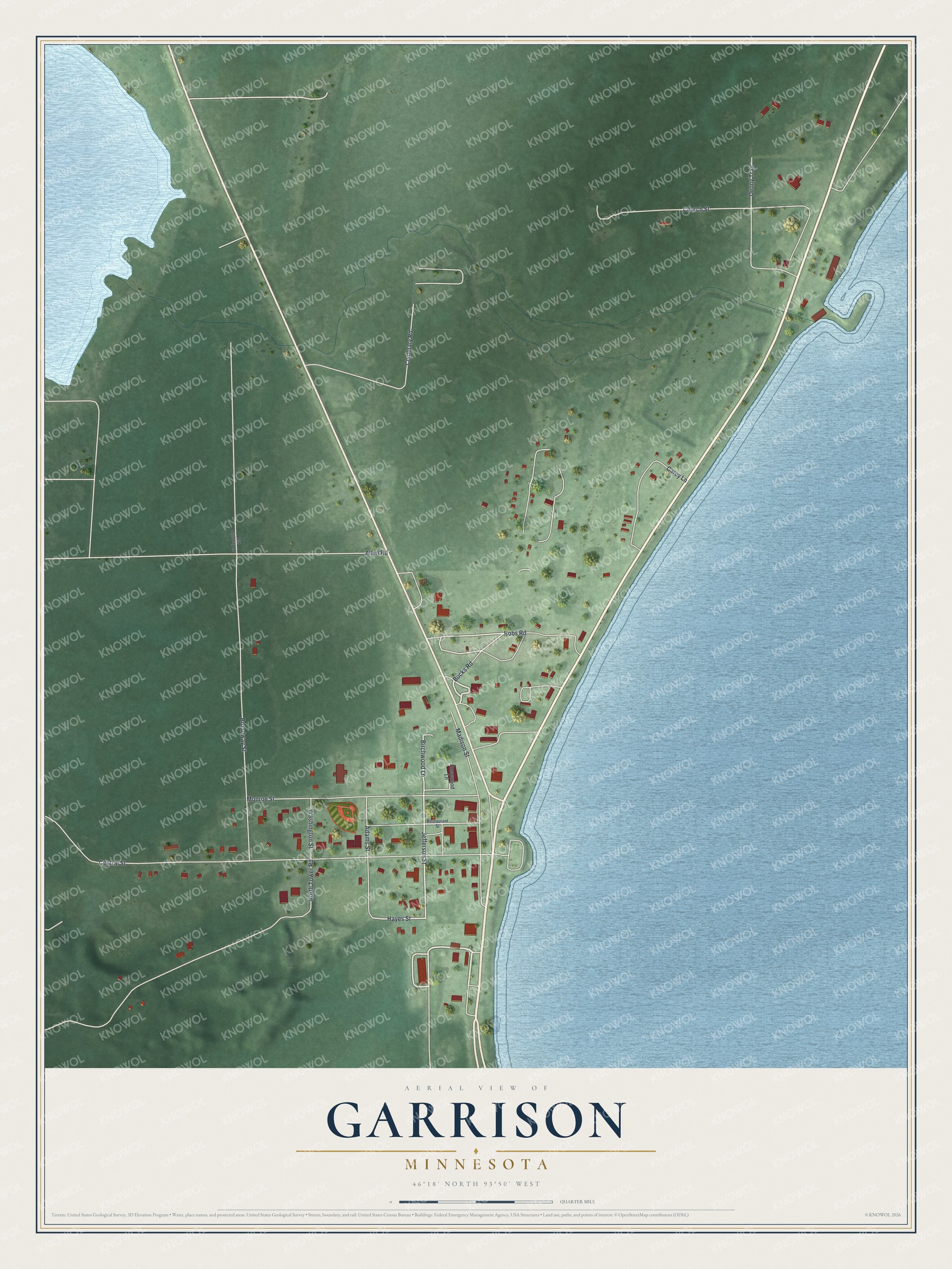 Watermarked full-map preview of Garrison, Minnesota