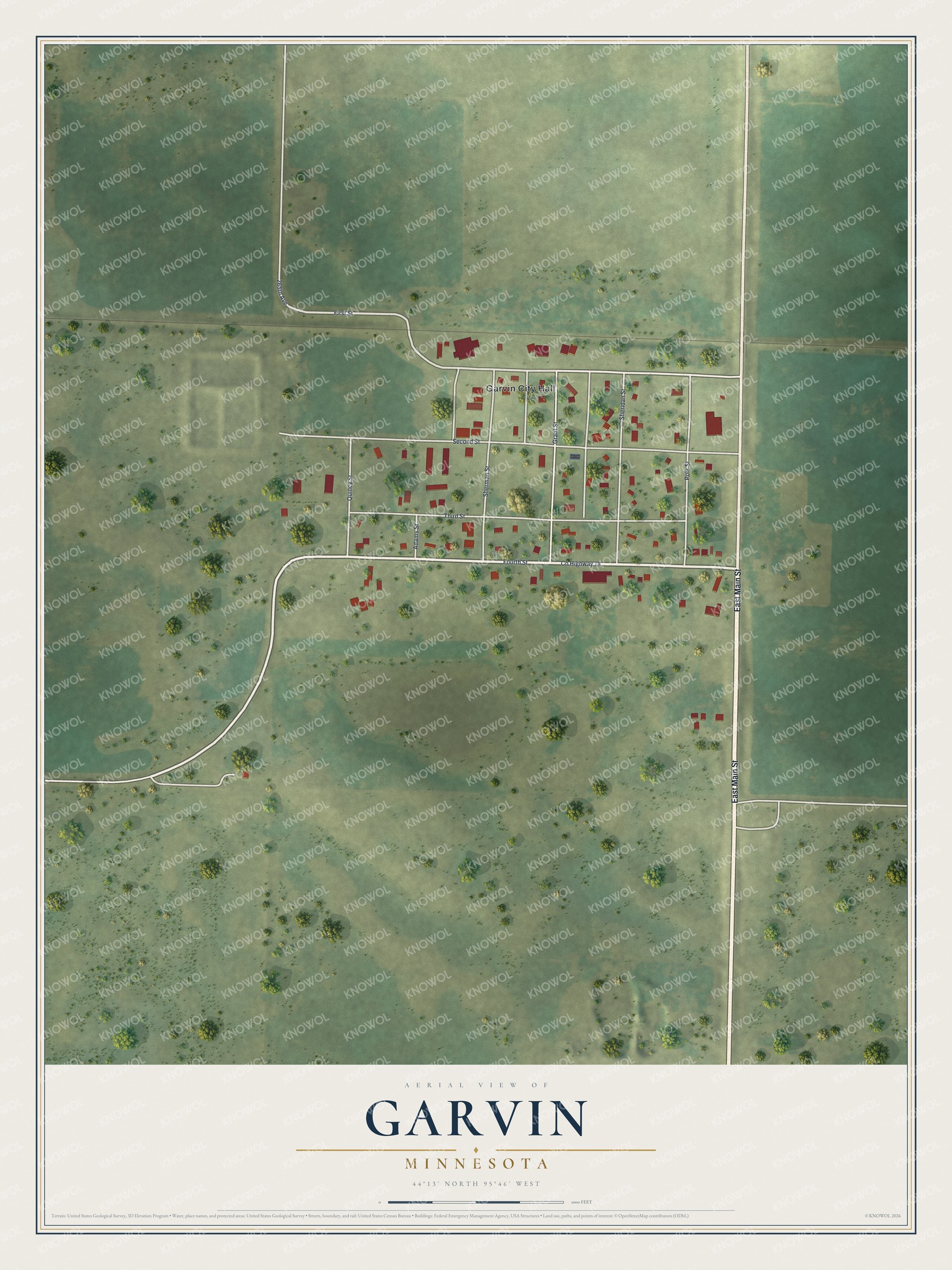 Watermarked full-map preview of Garvin, Minnesota