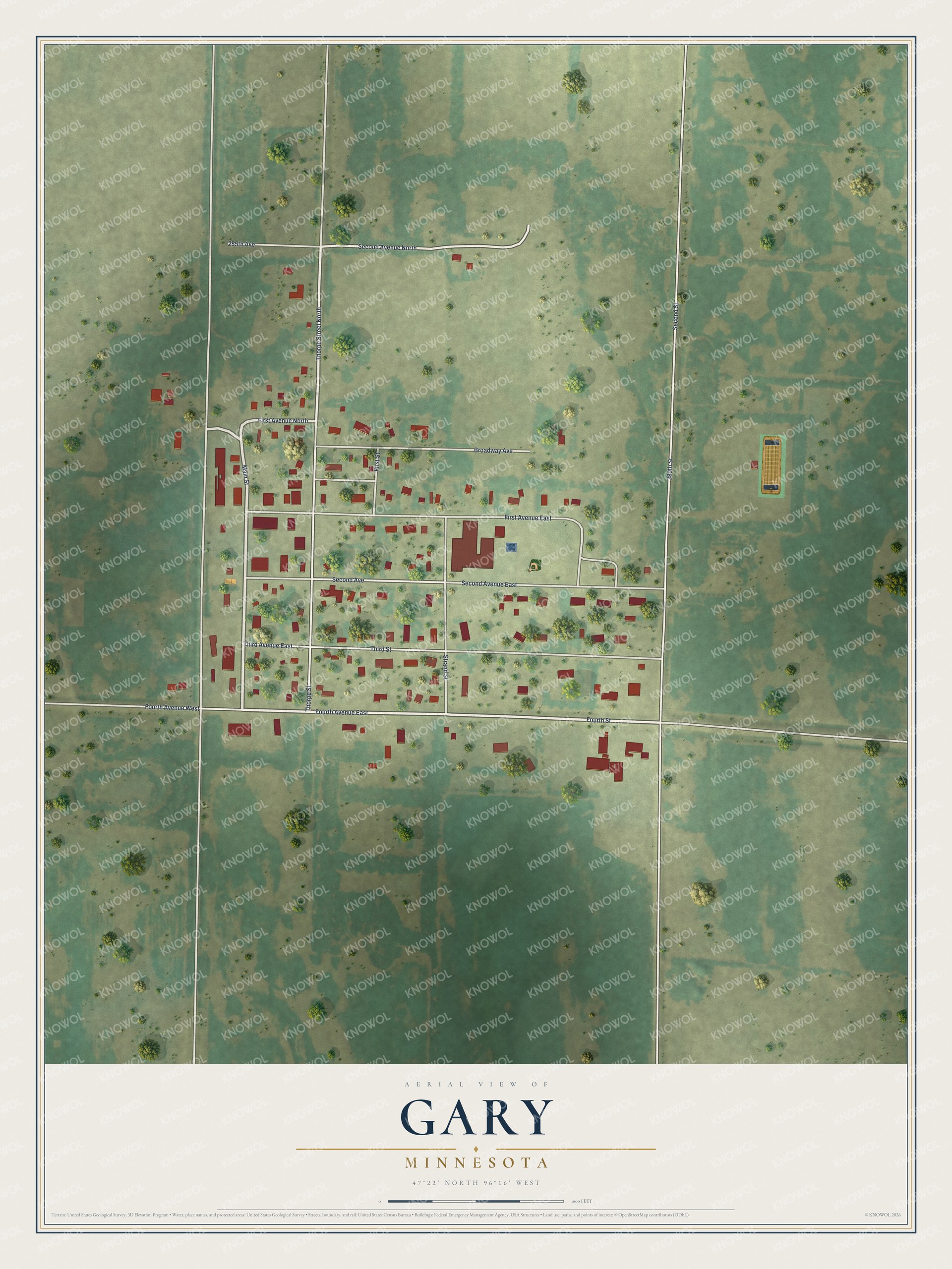 Watermarked full-map preview of Gary, Minnesota