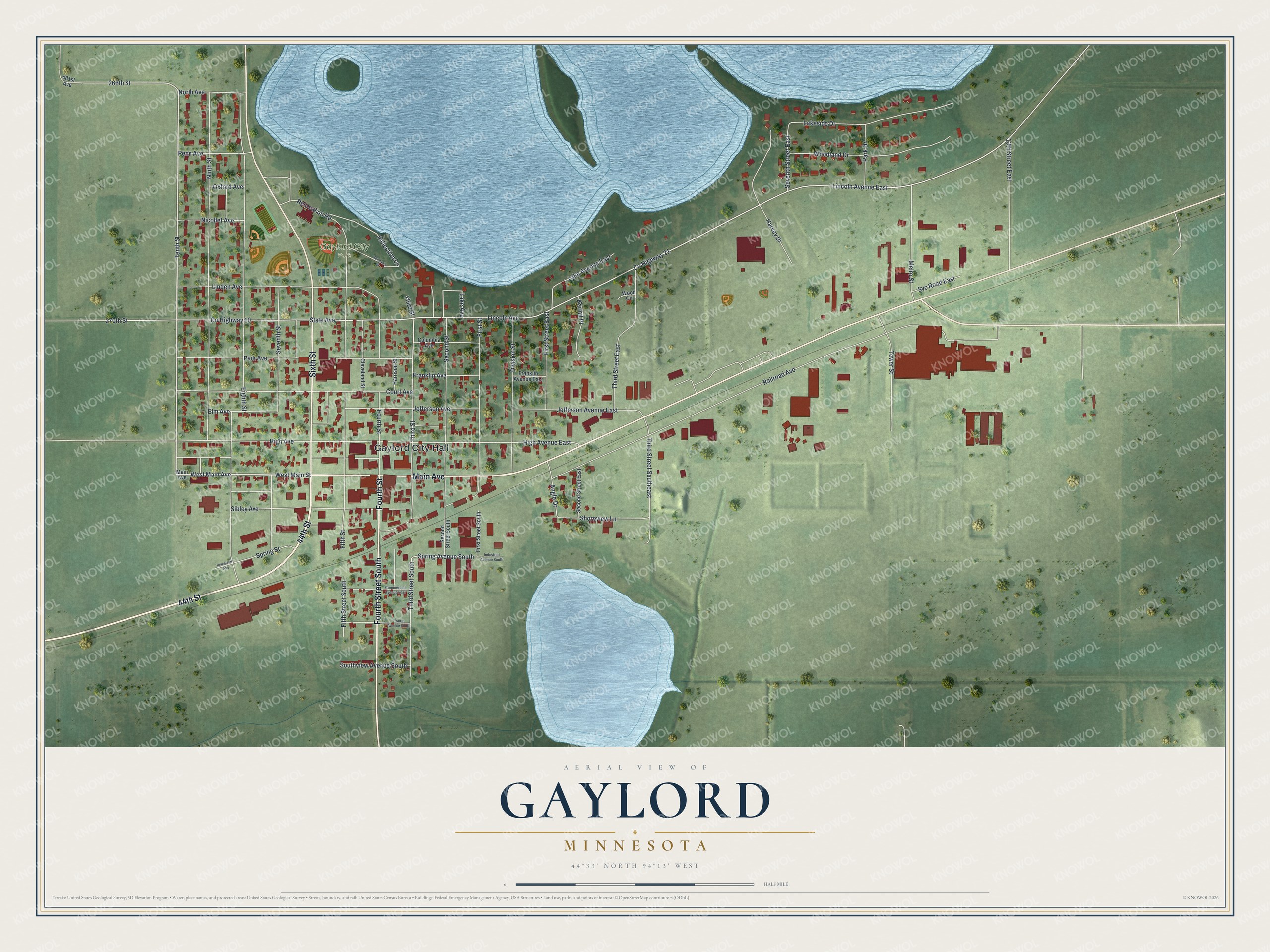 Watermarked full-map preview of Gaylord, Minnesota