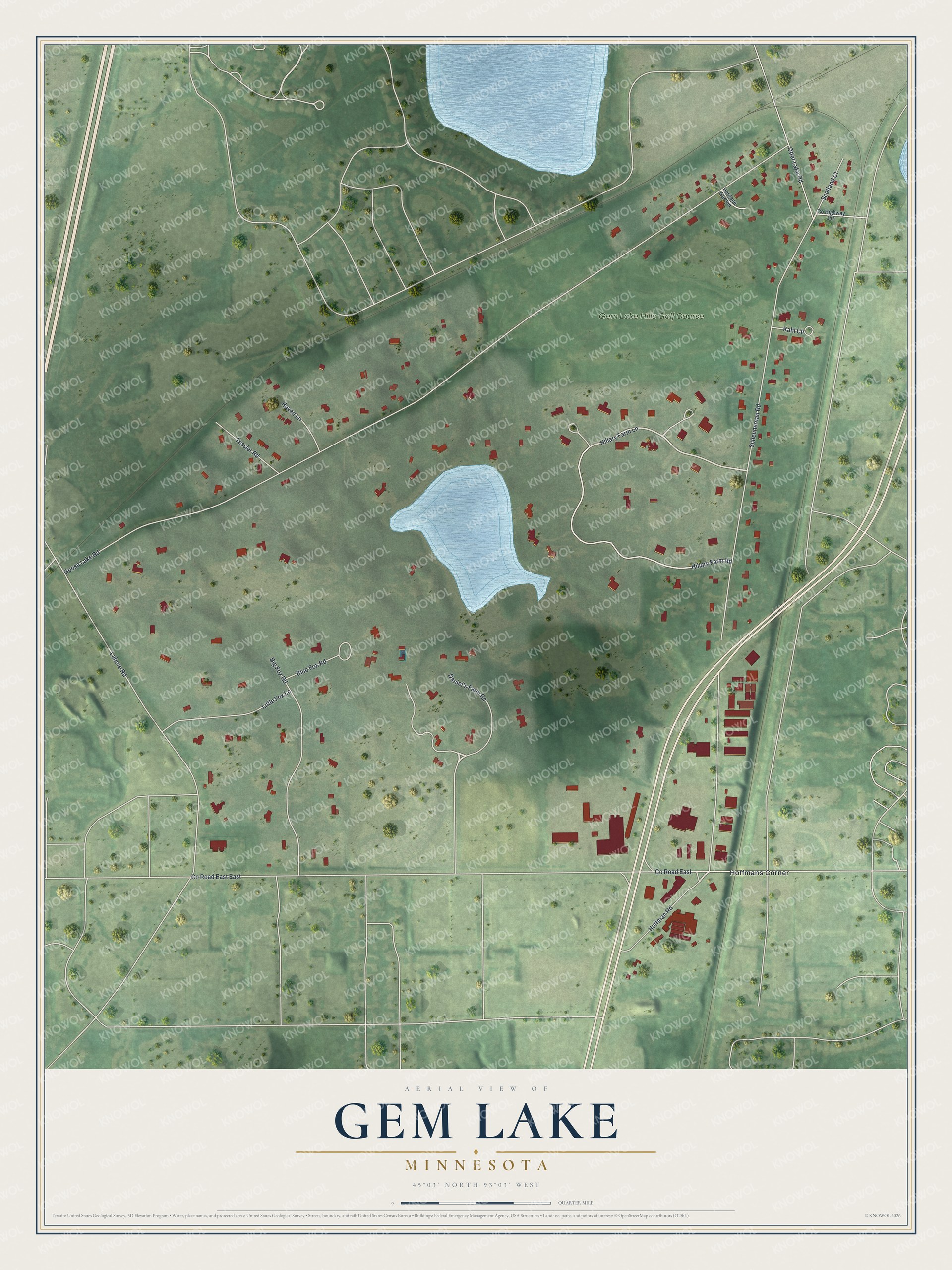 Watermarked full-map preview of Gem Lake, Minnesota