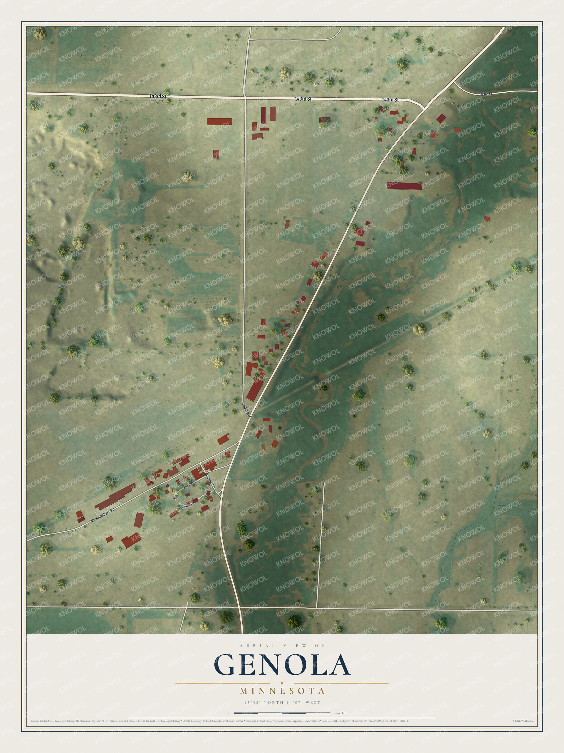 Watermarked full-map preview of Genola, Minnesota