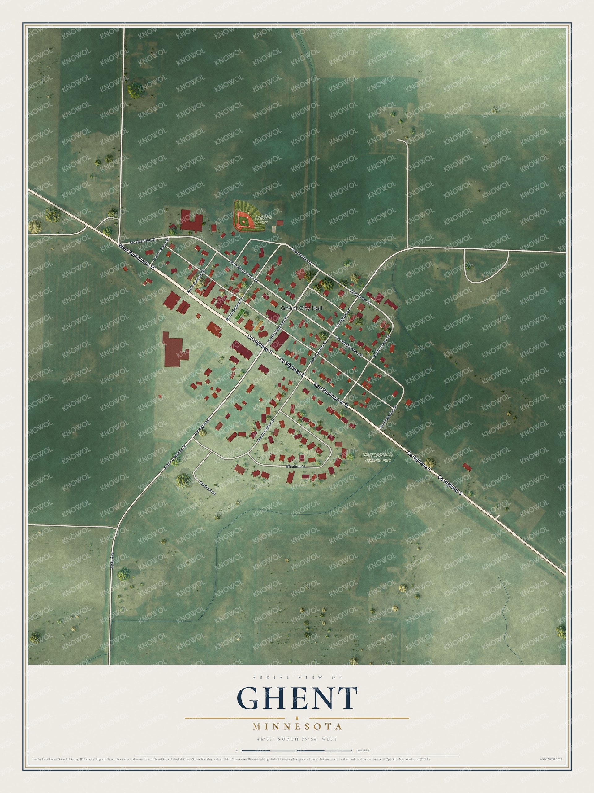 Watermarked full-map preview of Ghent, Minnesota