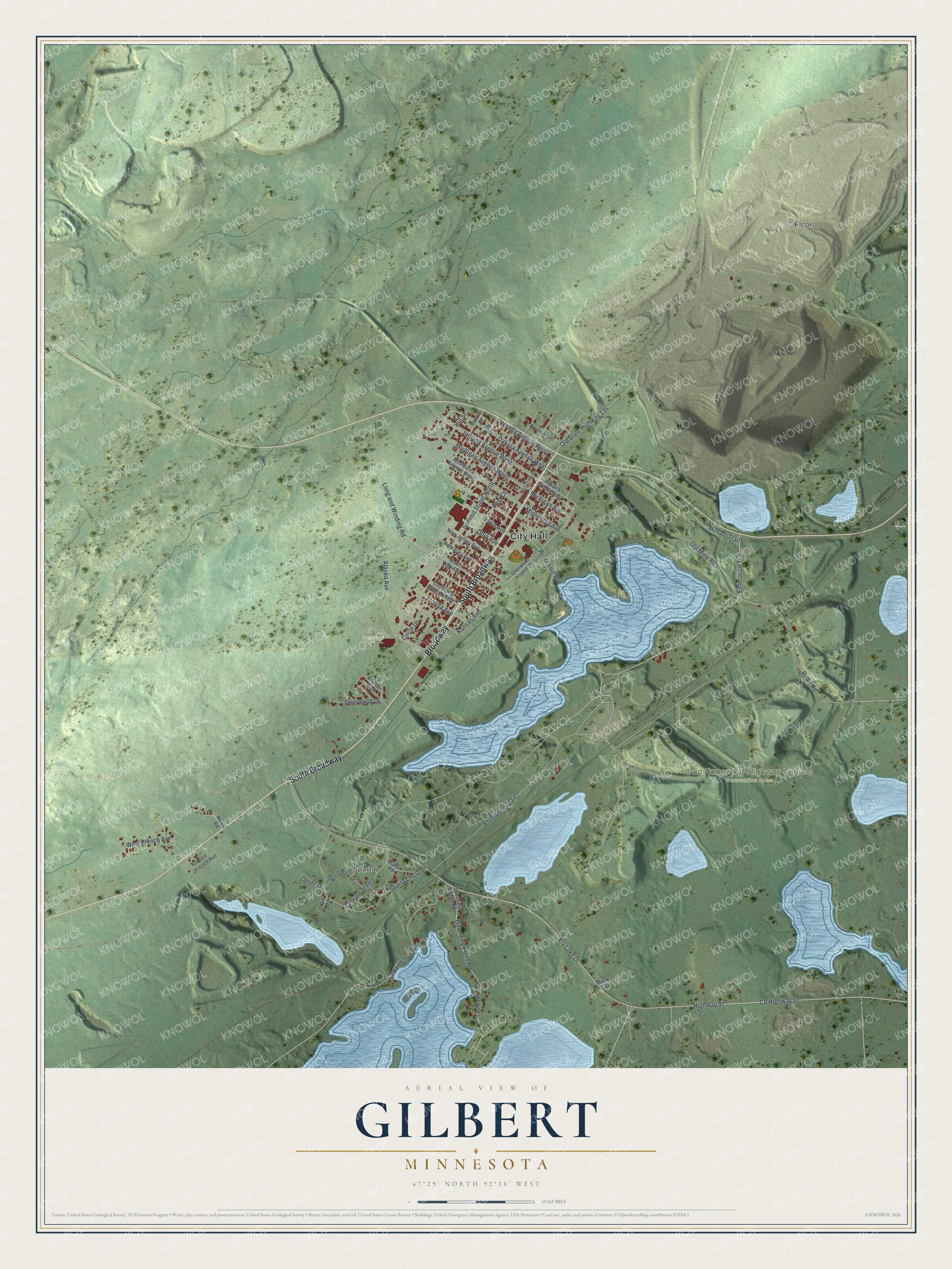 Watermarked full-map preview of Gilbert, Minnesota