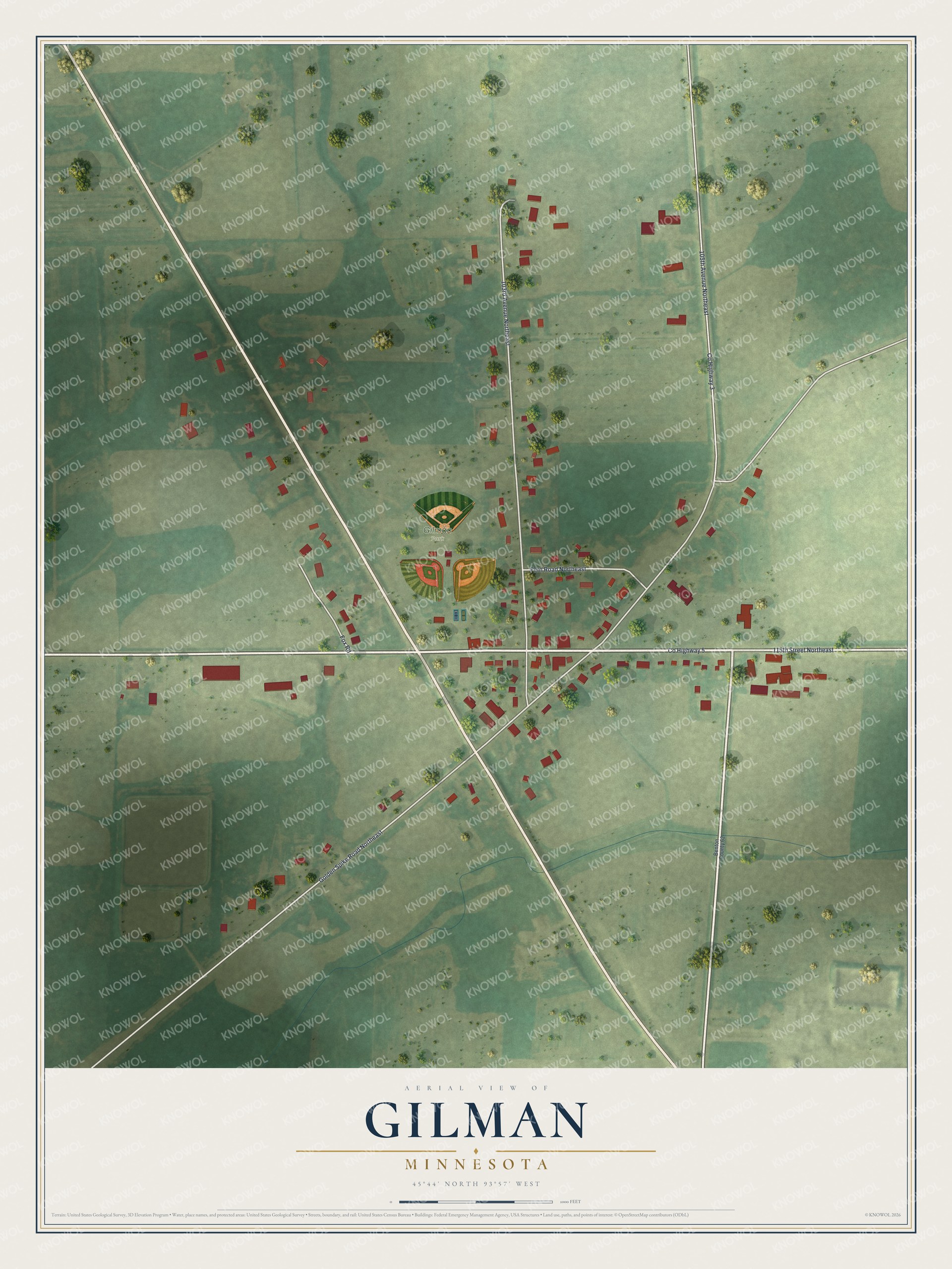 Watermarked full-map preview of Gilman, Minnesota
