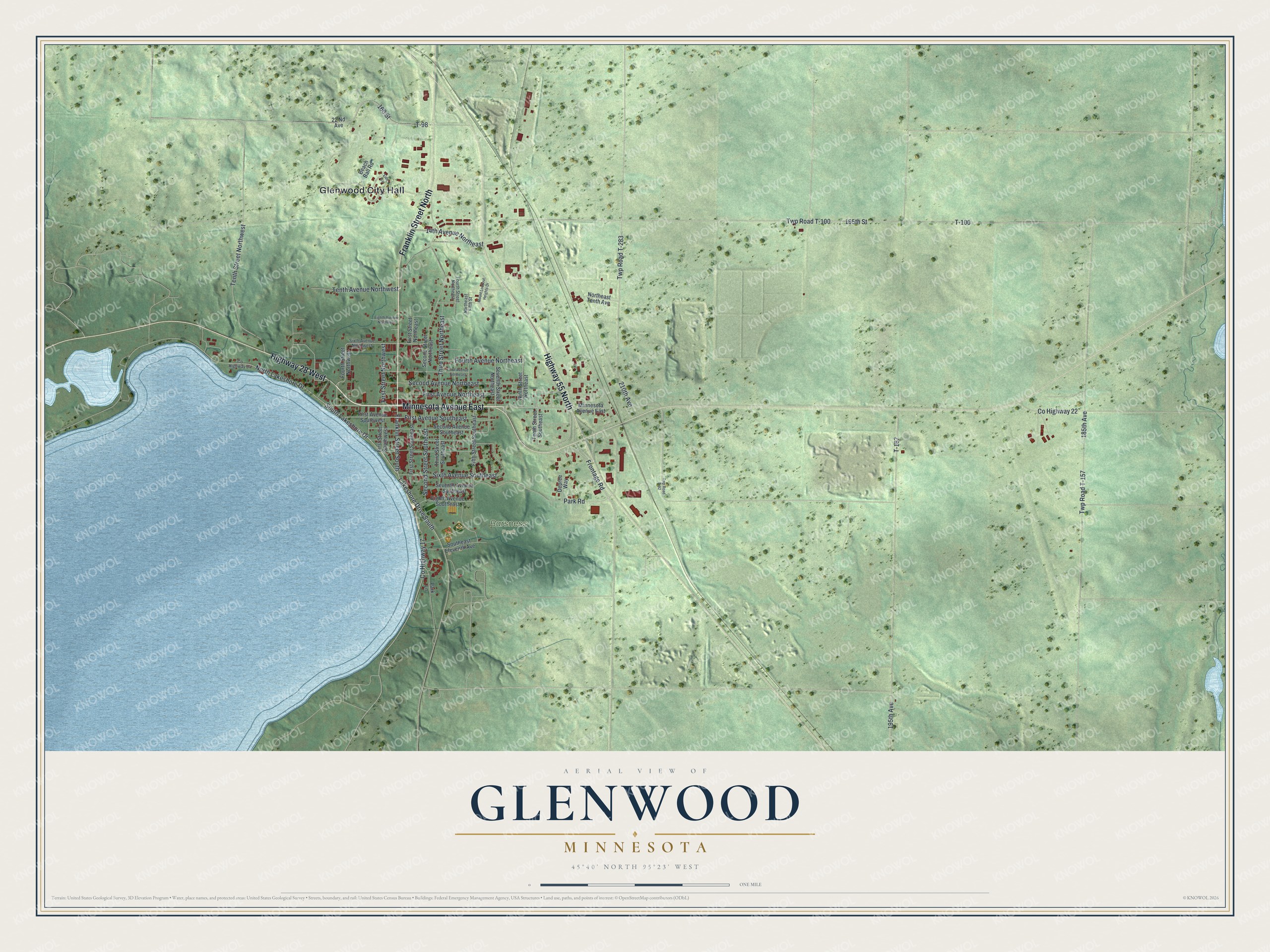 Watermarked full-map preview of Glenwood, Minnesota