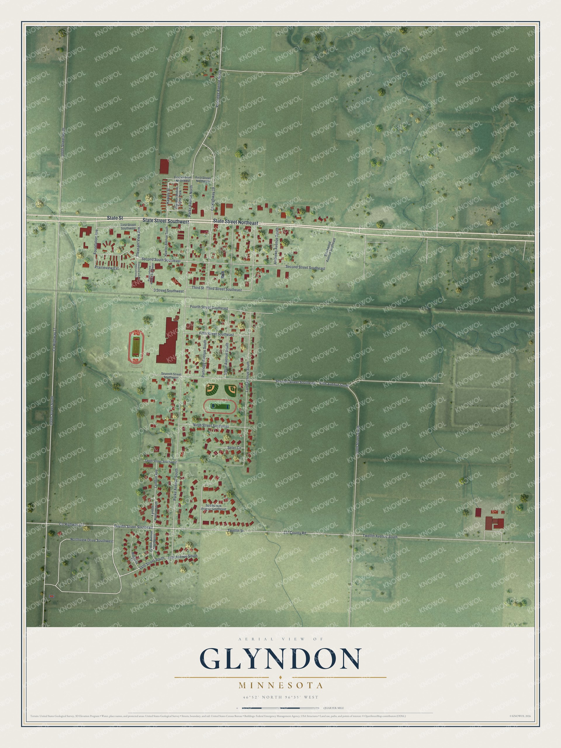 Watermarked full-map preview of Glyndon, Minnesota