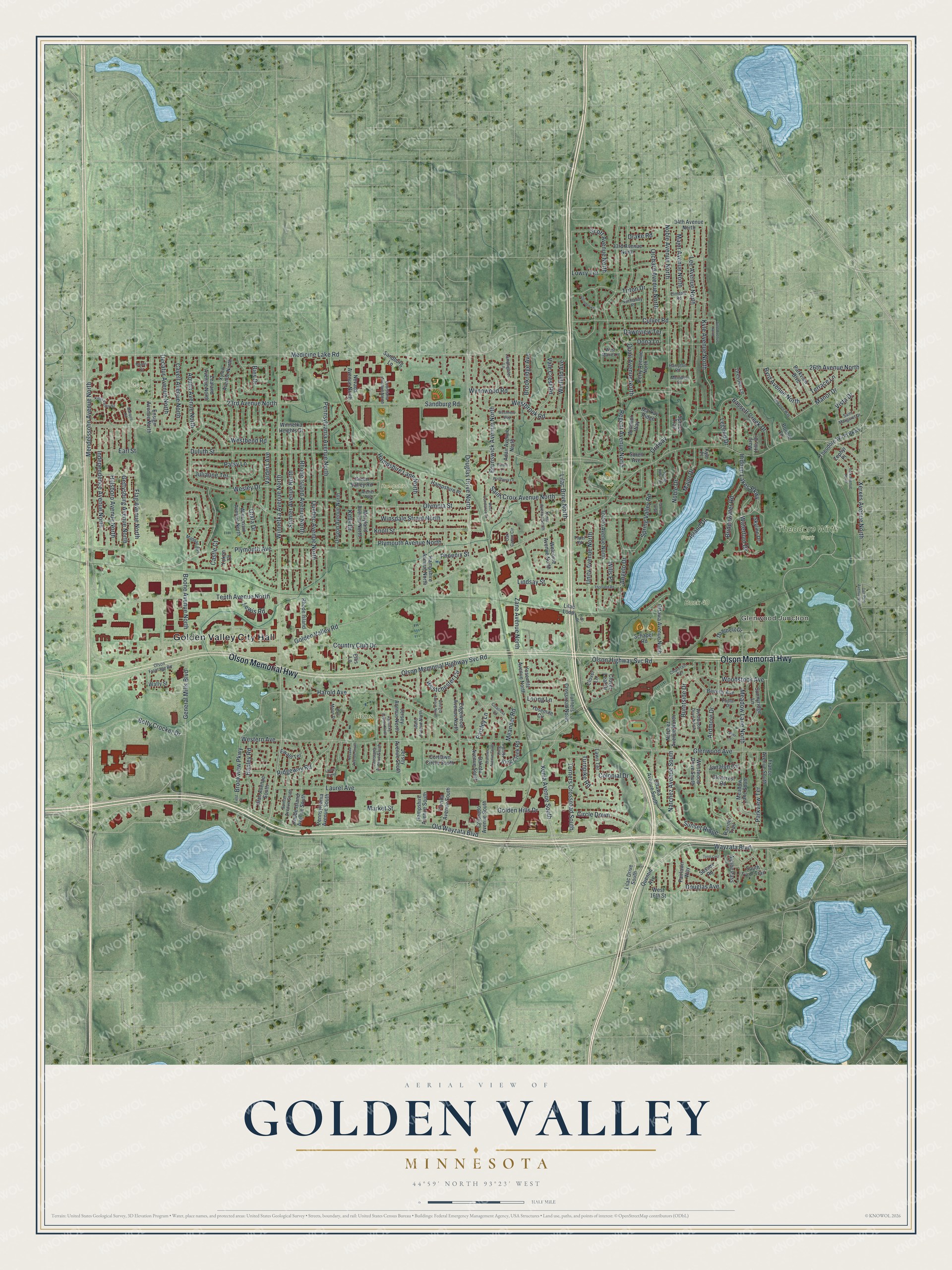 Watermarked full-map preview of Golden Valley, Minnesota