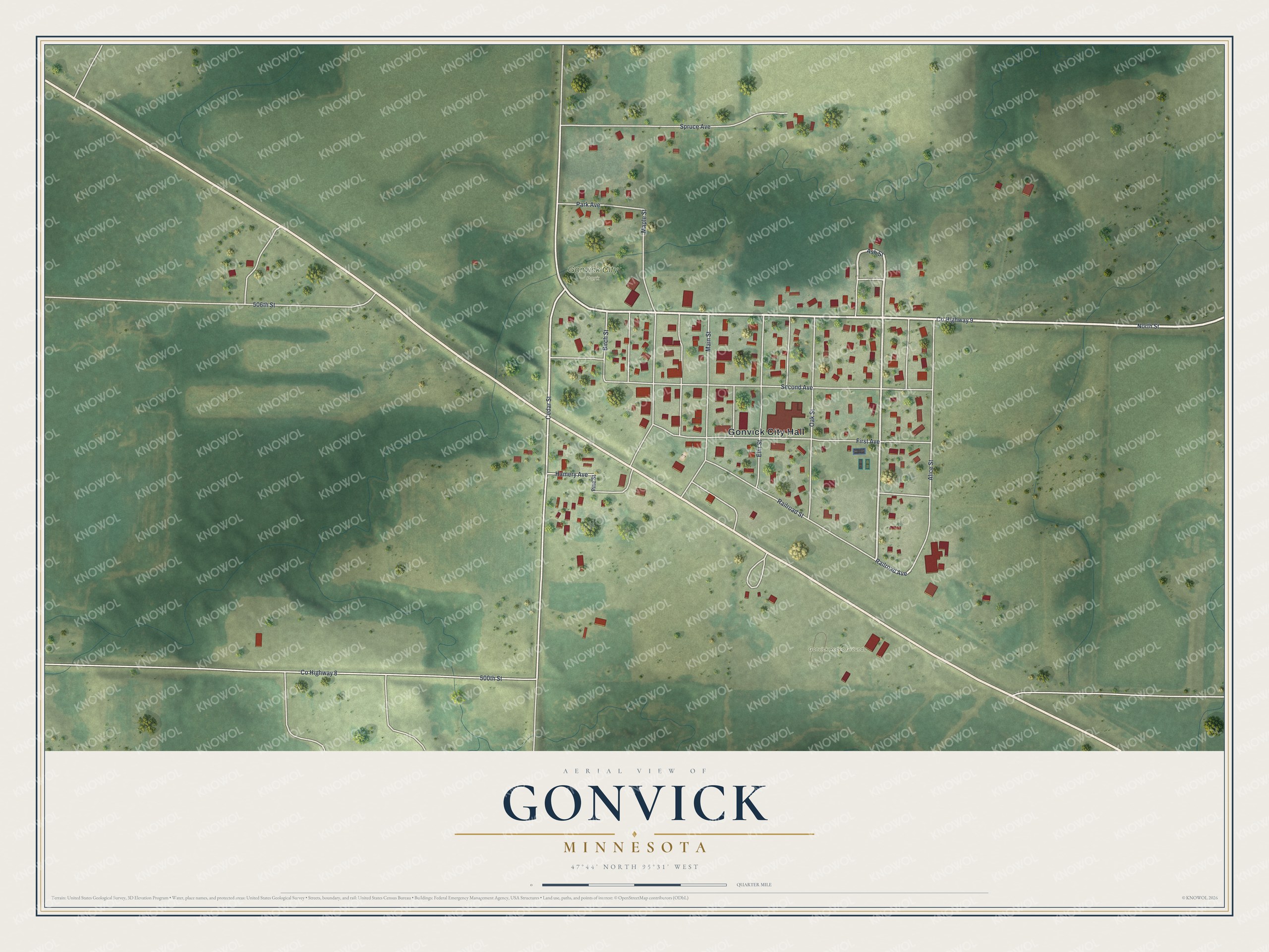 Watermarked full-map preview of Gonvick, Minnesota
