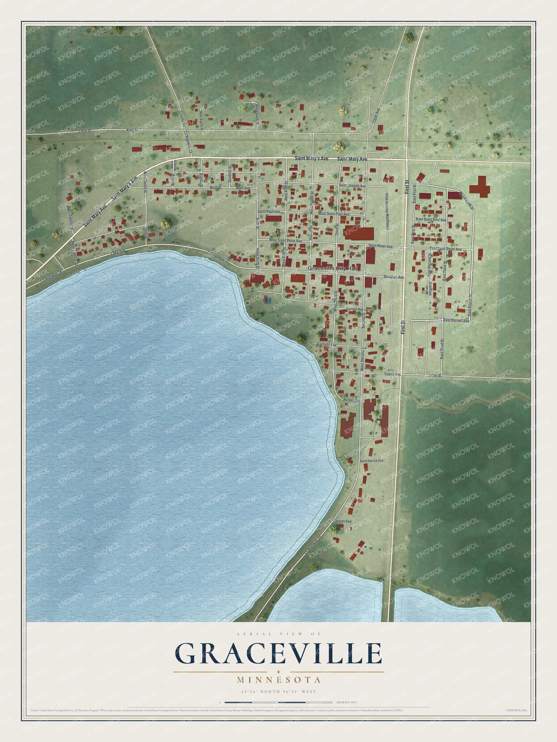 Watermarked full-map preview of Graceville, Minnesota