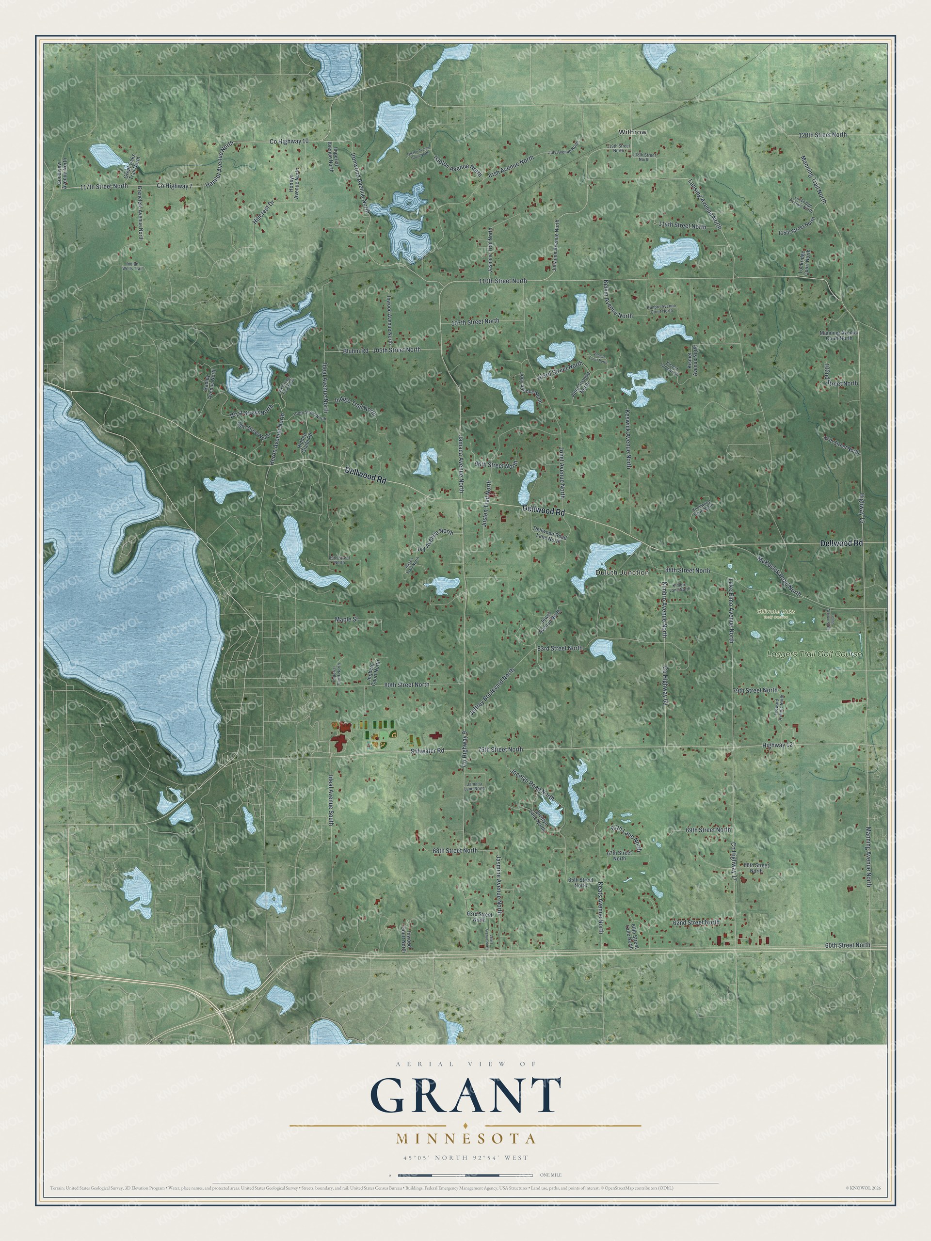 Watermarked full-map preview of Grant, Minnesota