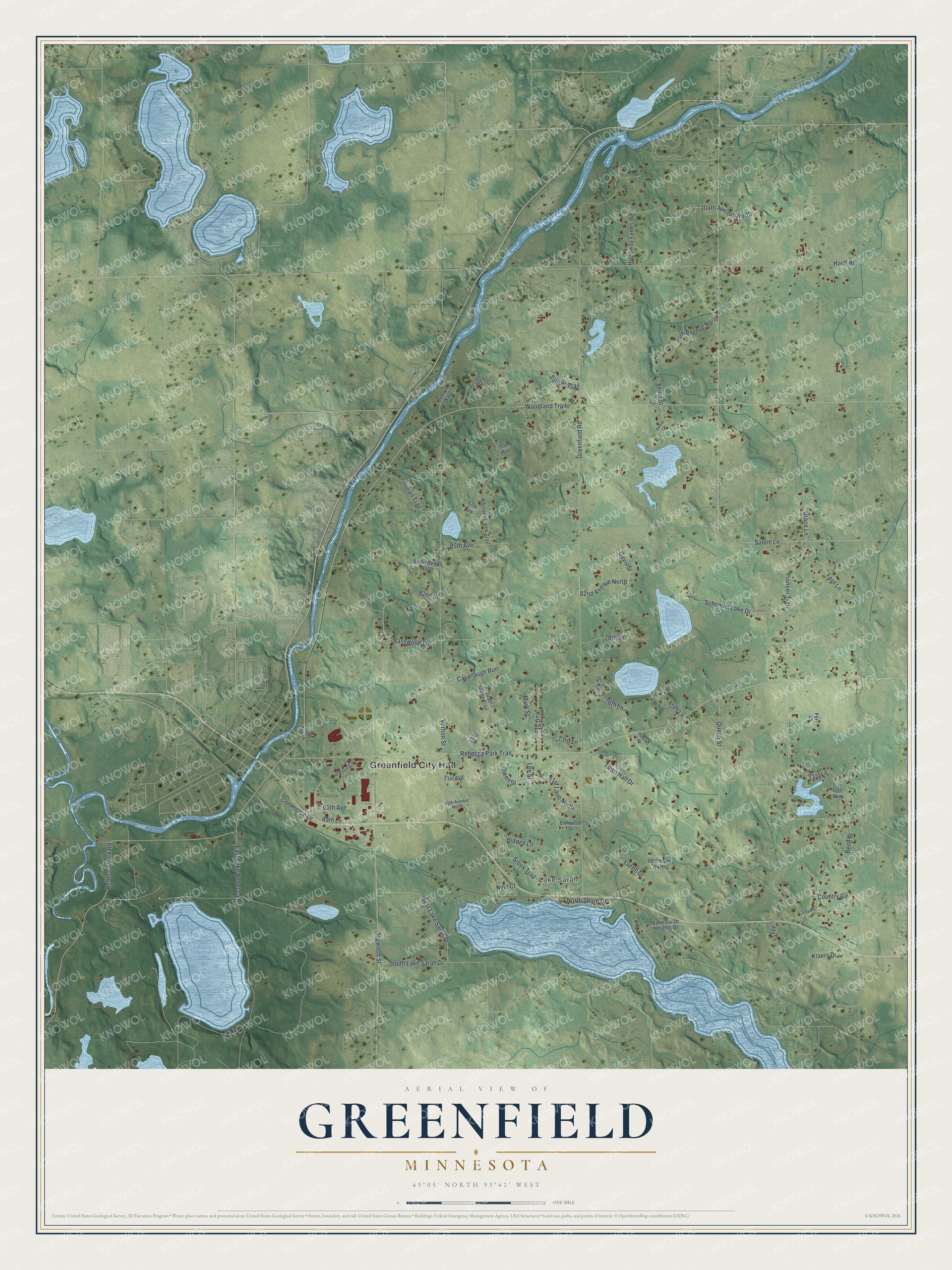 Watermarked full-map preview of Greenfield, Minnesota