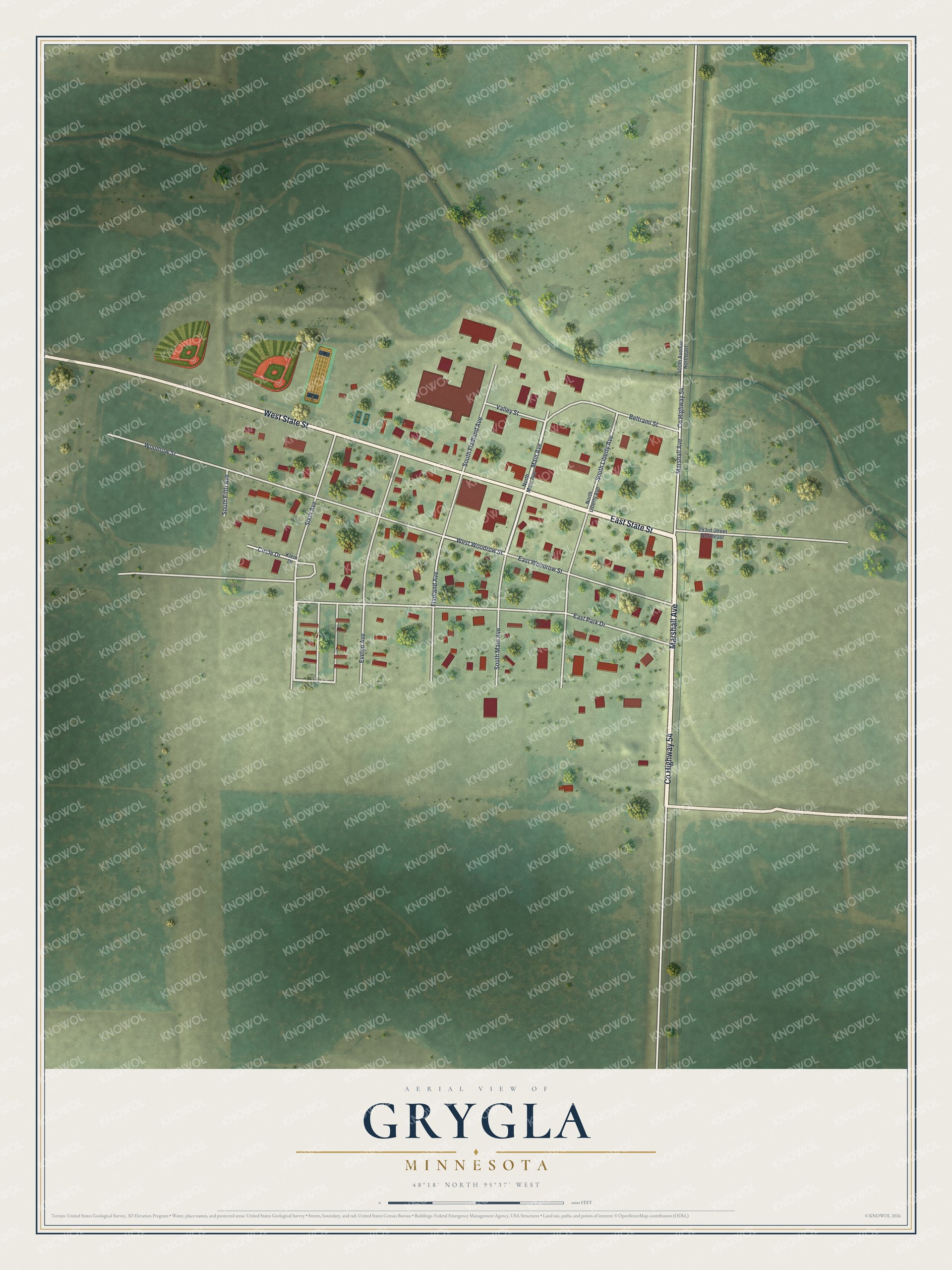 Watermarked full-map preview of Grygla, Minnesota
