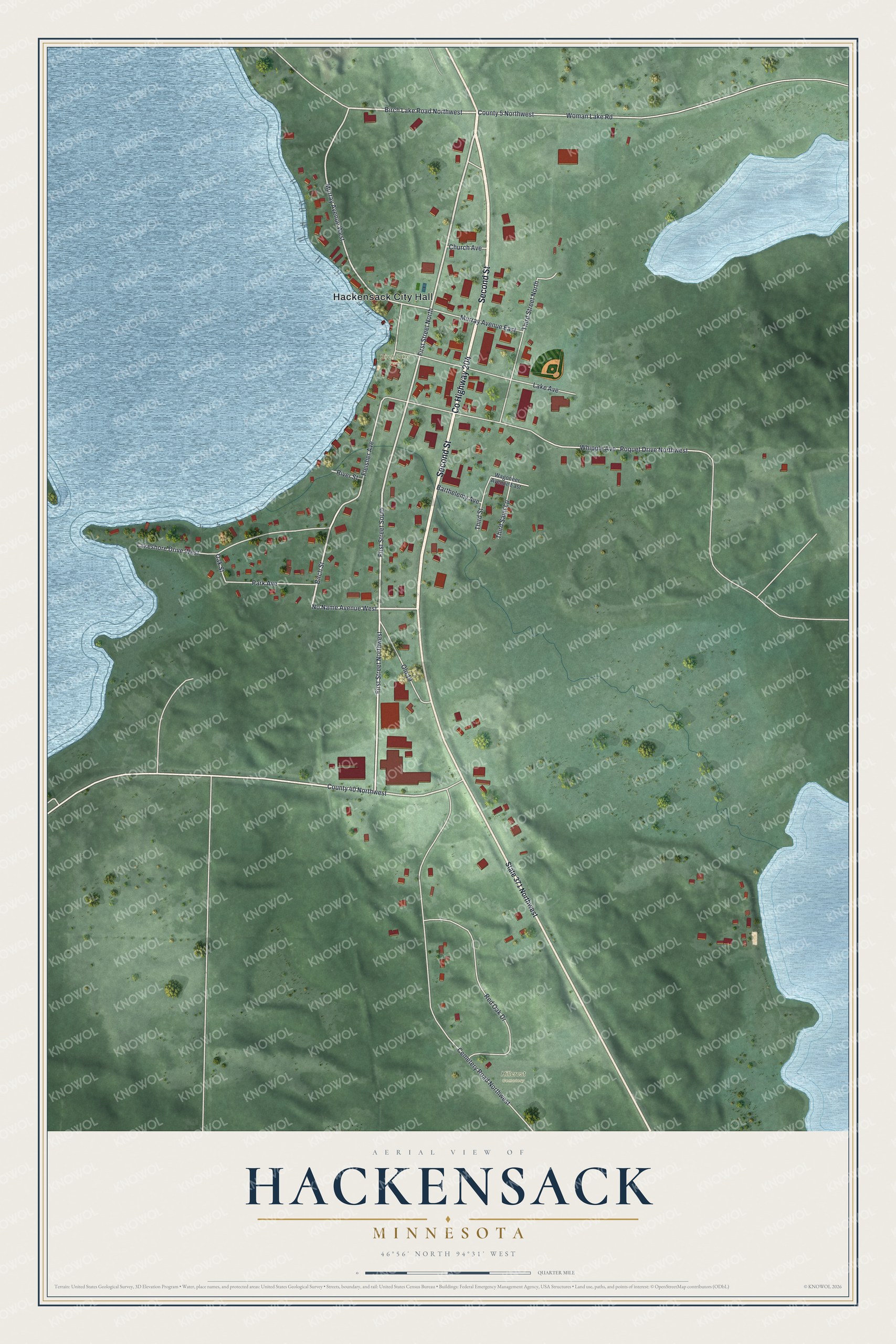 Watermarked full-map preview of Hackensack, Minnesota