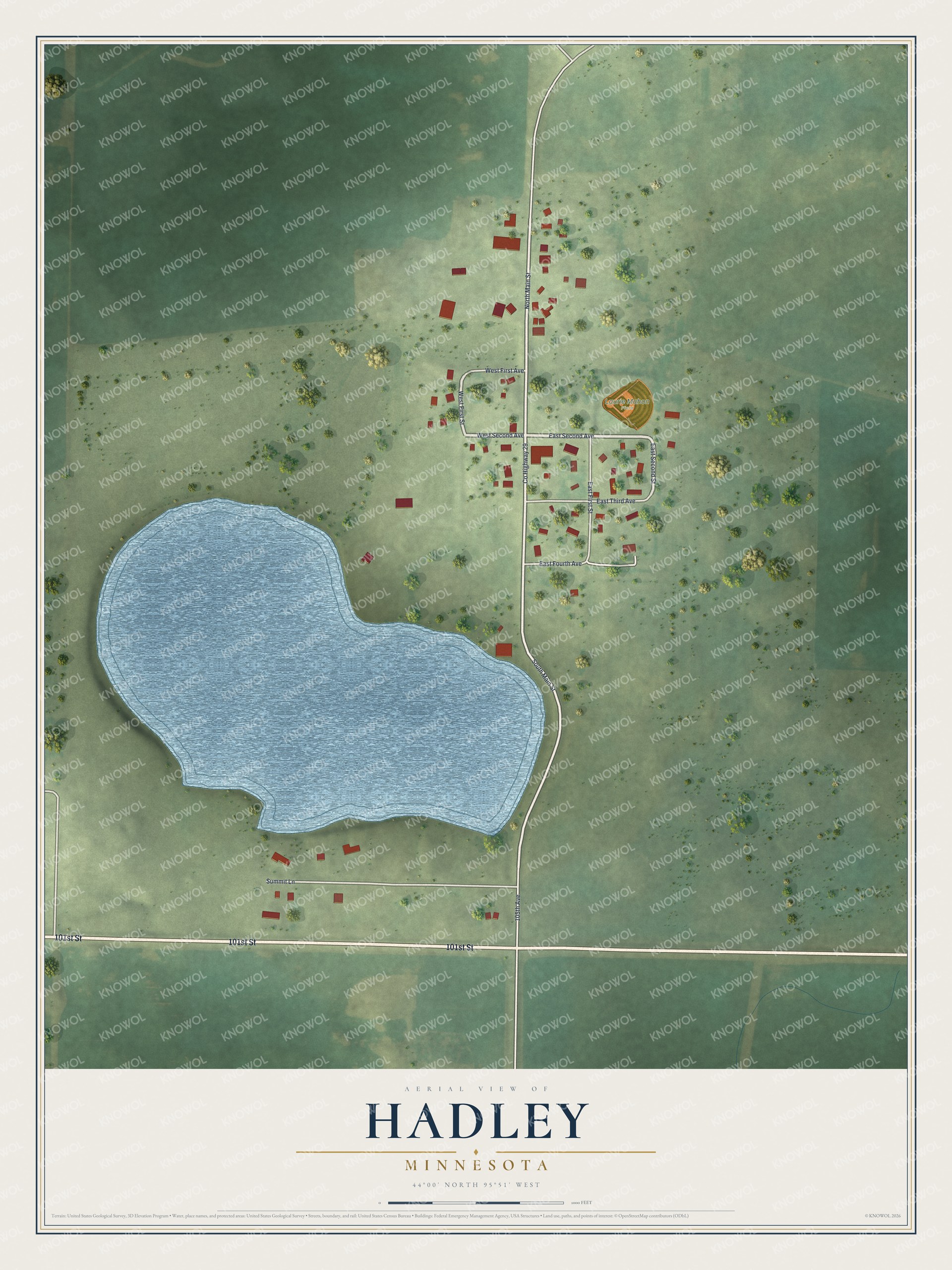 Watermarked full-map preview of Hadley, Minnesota