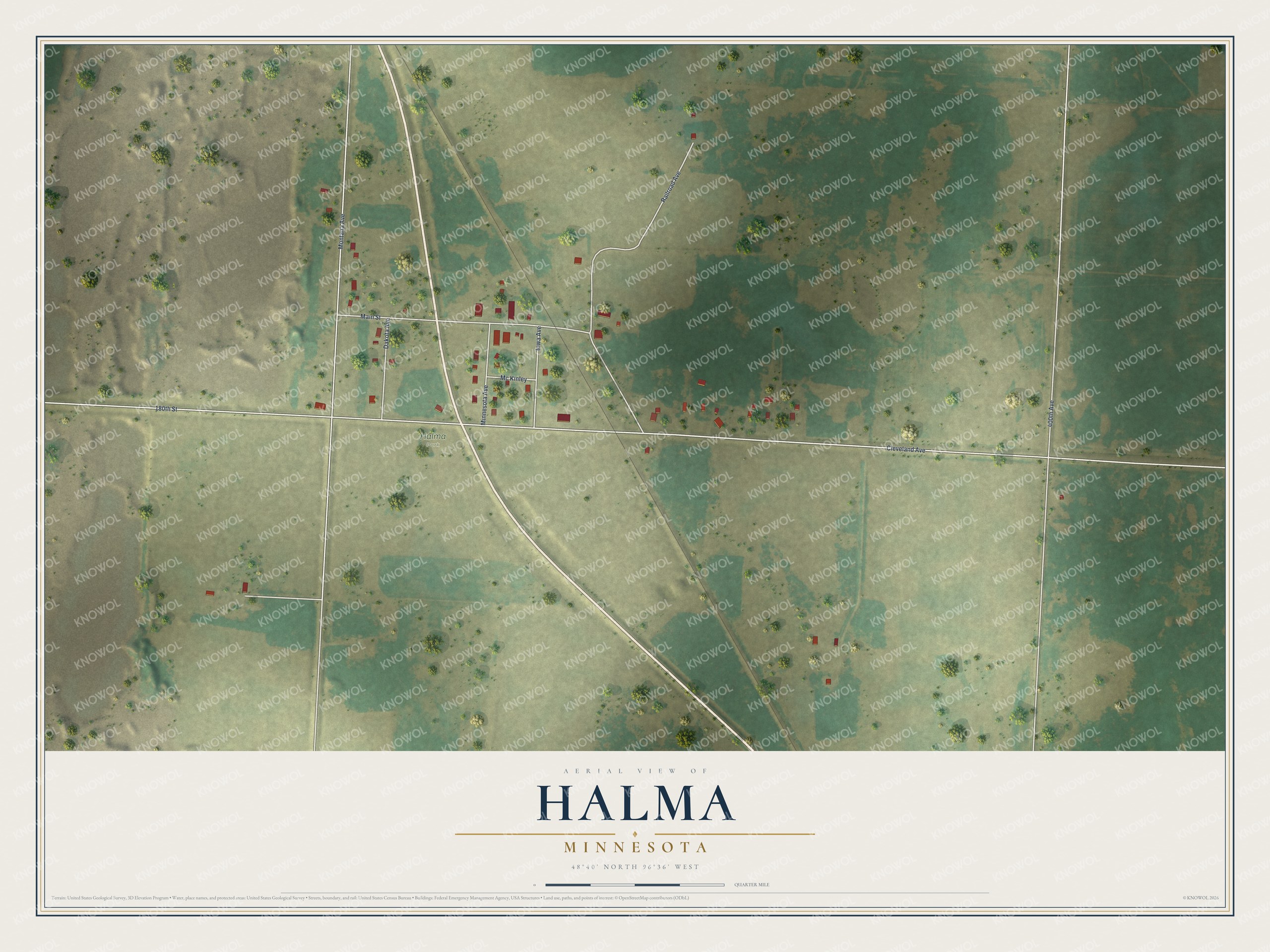 Watermarked full-map preview of Halma, Minnesota