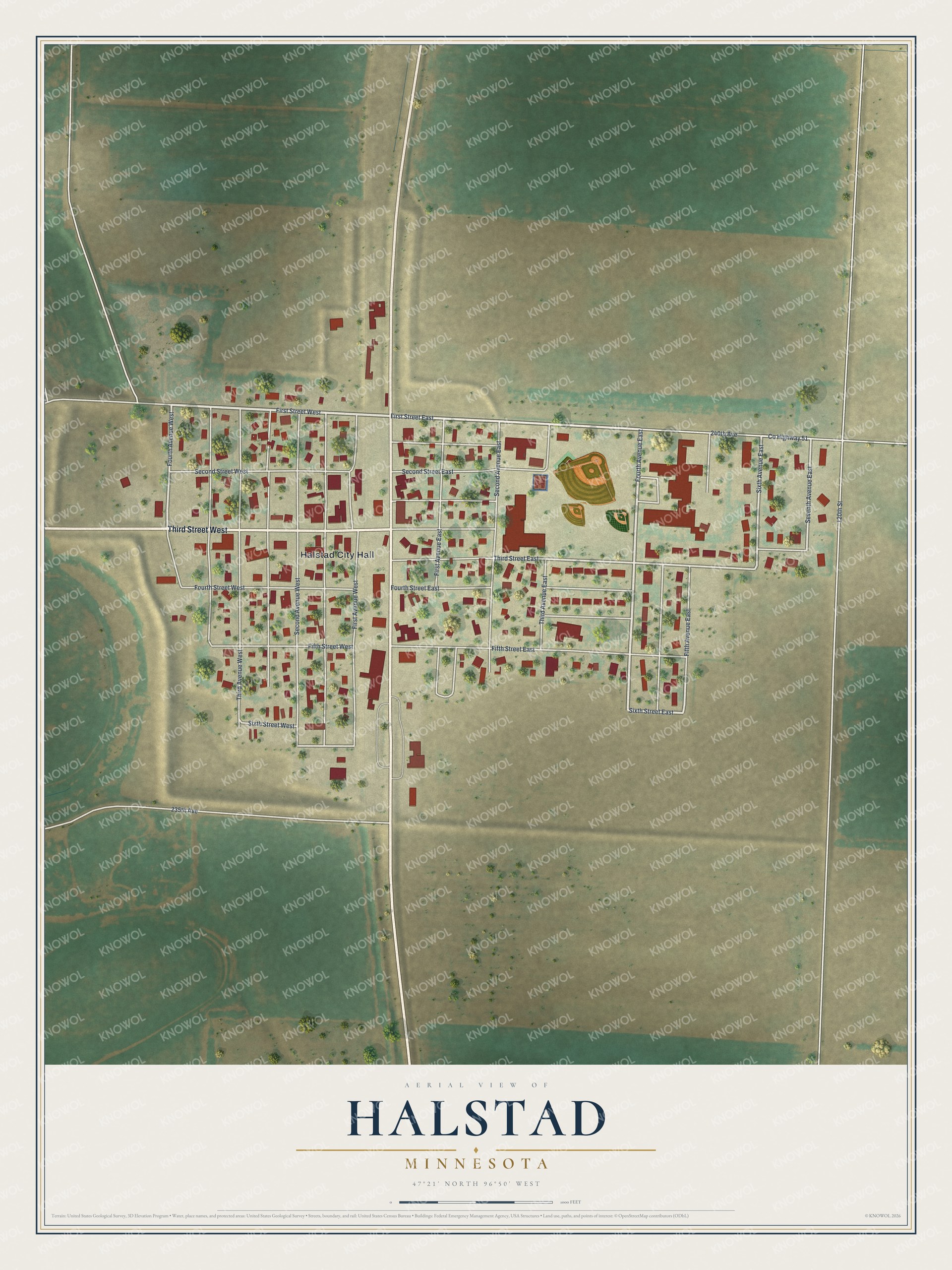 Watermarked full-map preview of Halstad, Minnesota