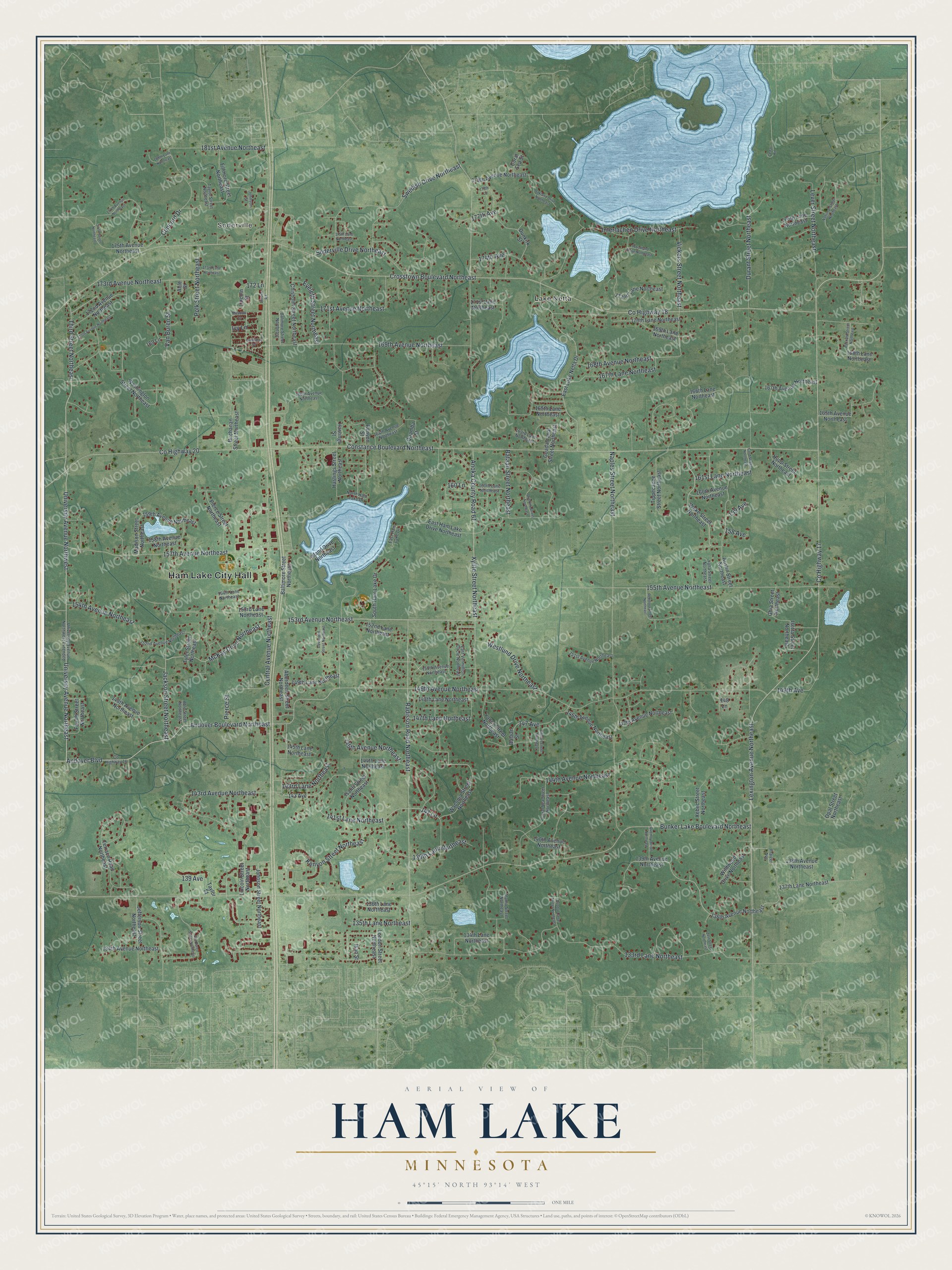 Watermarked full-map preview of Ham Lake, Minnesota