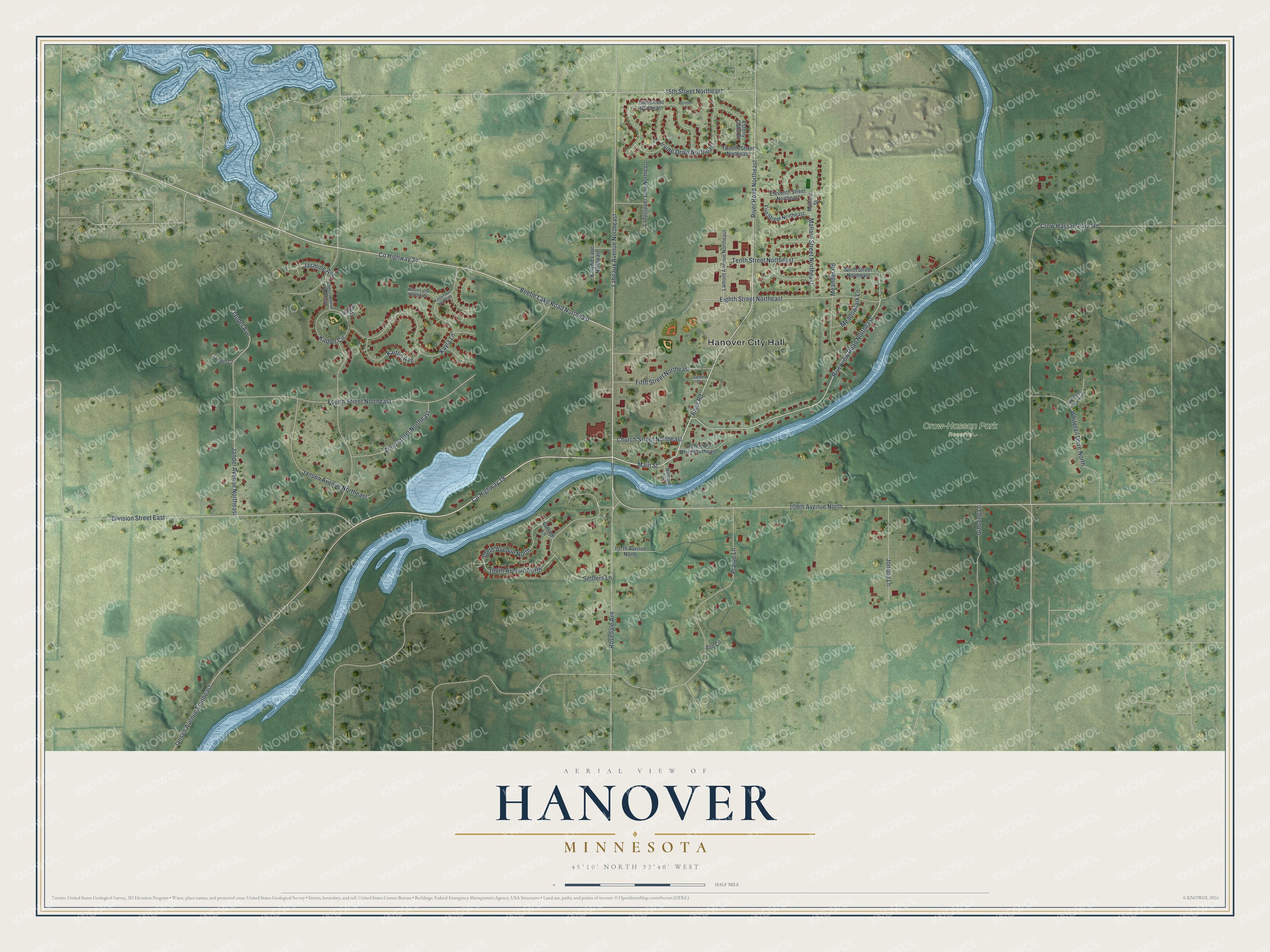 Watermarked full-map preview of Hanover, Minnesota