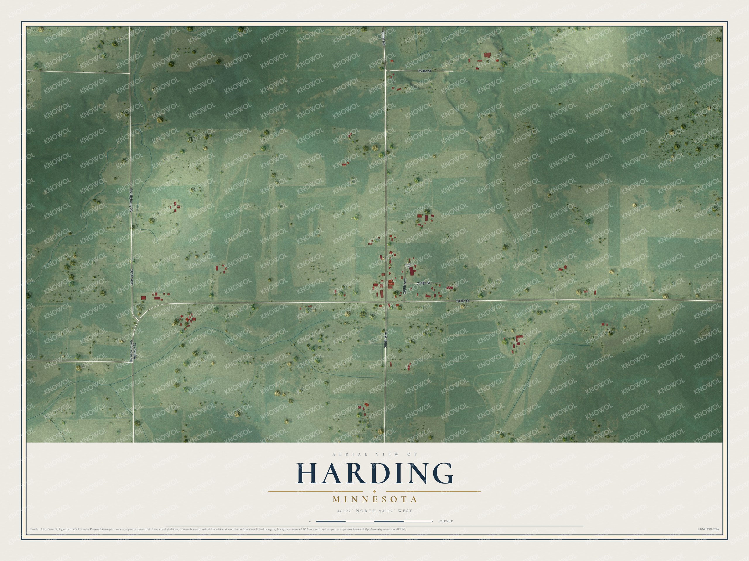 Watermarked full-map preview of Harding, Minnesota