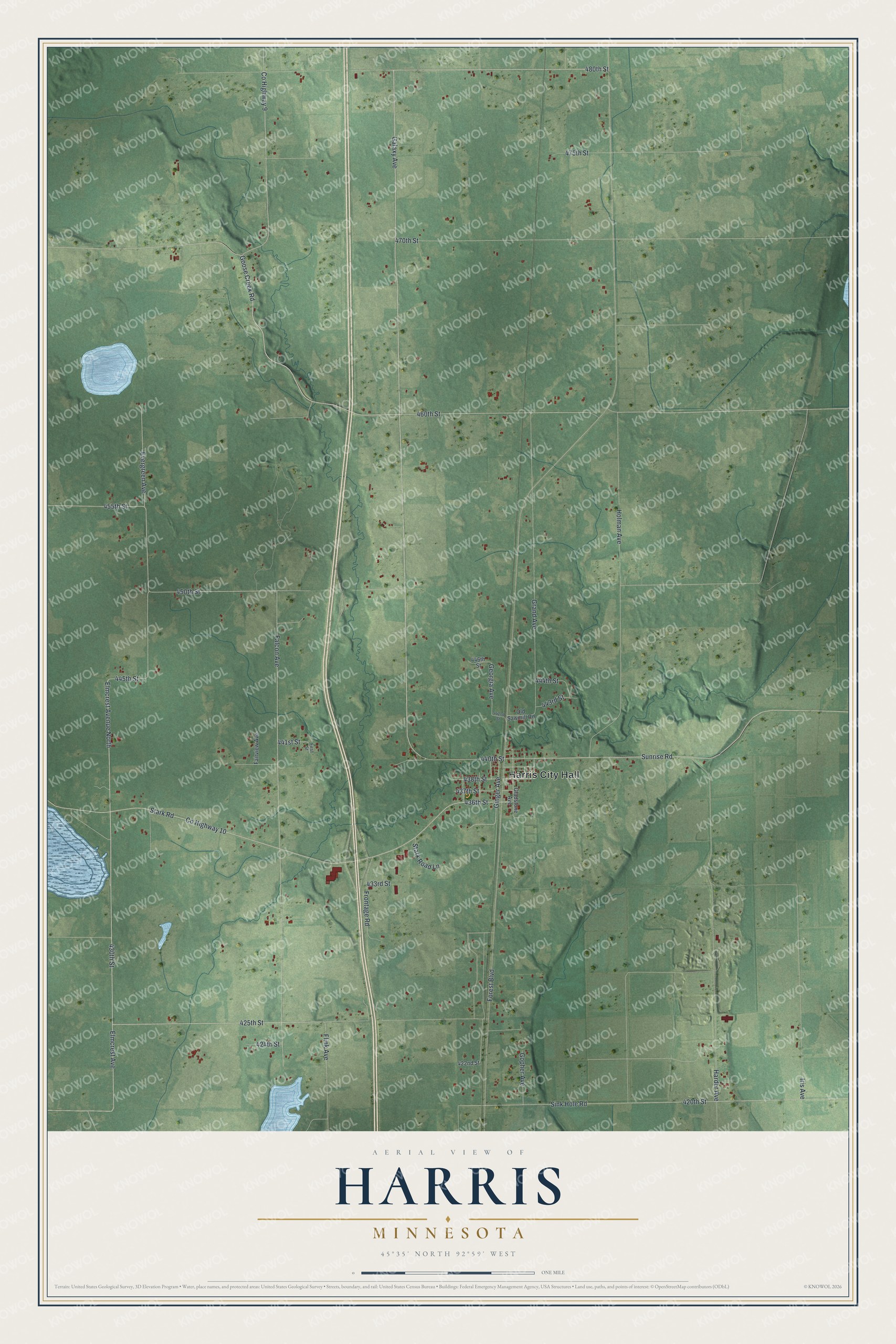 Watermarked full-map preview of Harris, Minnesota