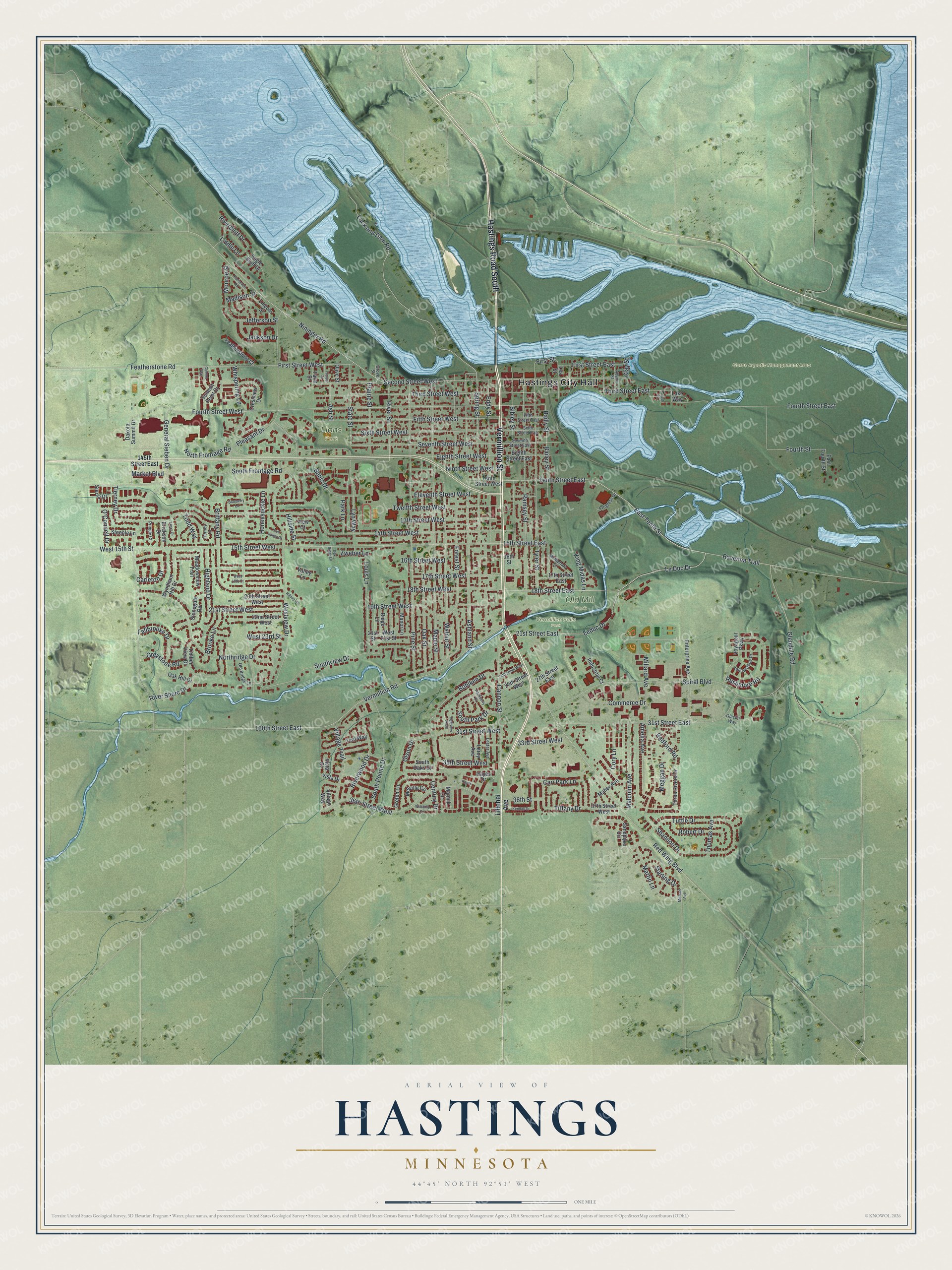 Watermarked full-map preview of Hastings, Minnesota