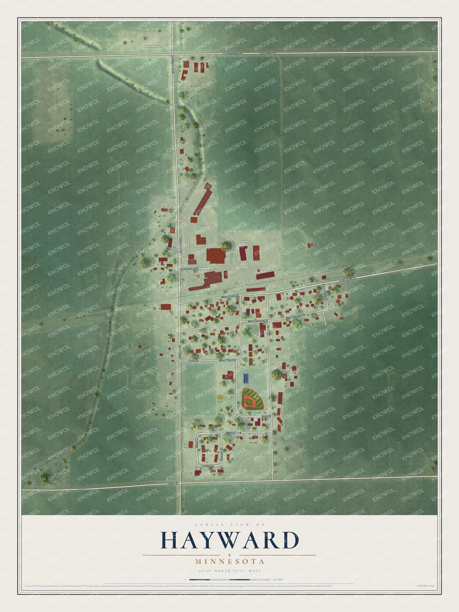 Watermarked full-map preview of Hayward, Minnesota